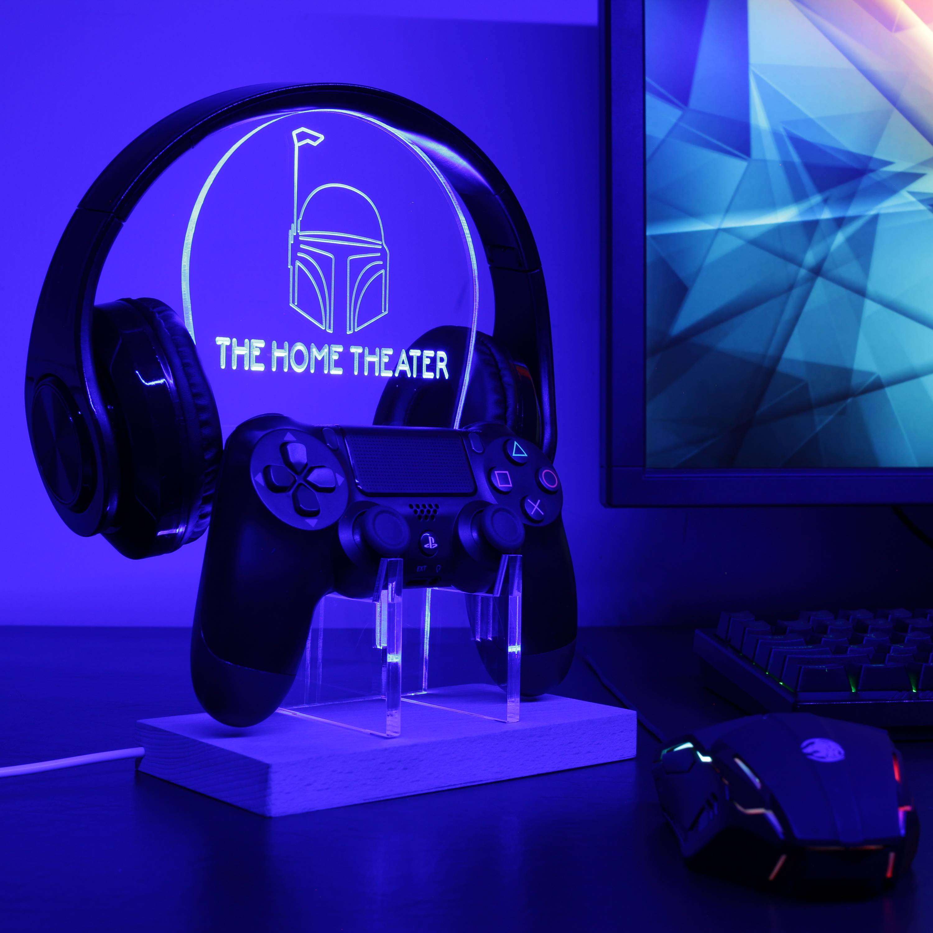 Star Wars Boba Fett Custom RGB LED Gaming Headset Controller Stand