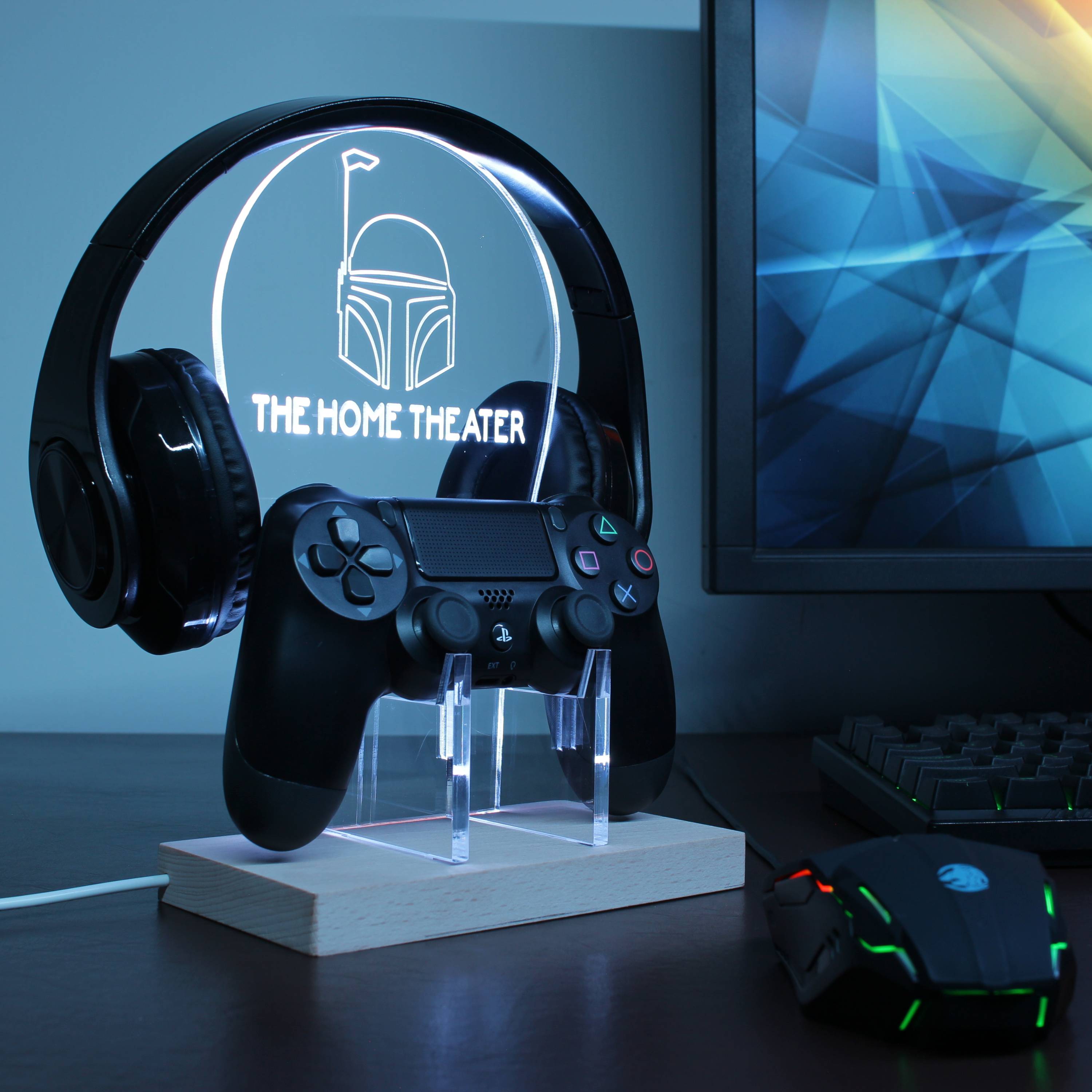 Star Wars Boba Fett Custom RGB LED Gaming Headset Controller Stand