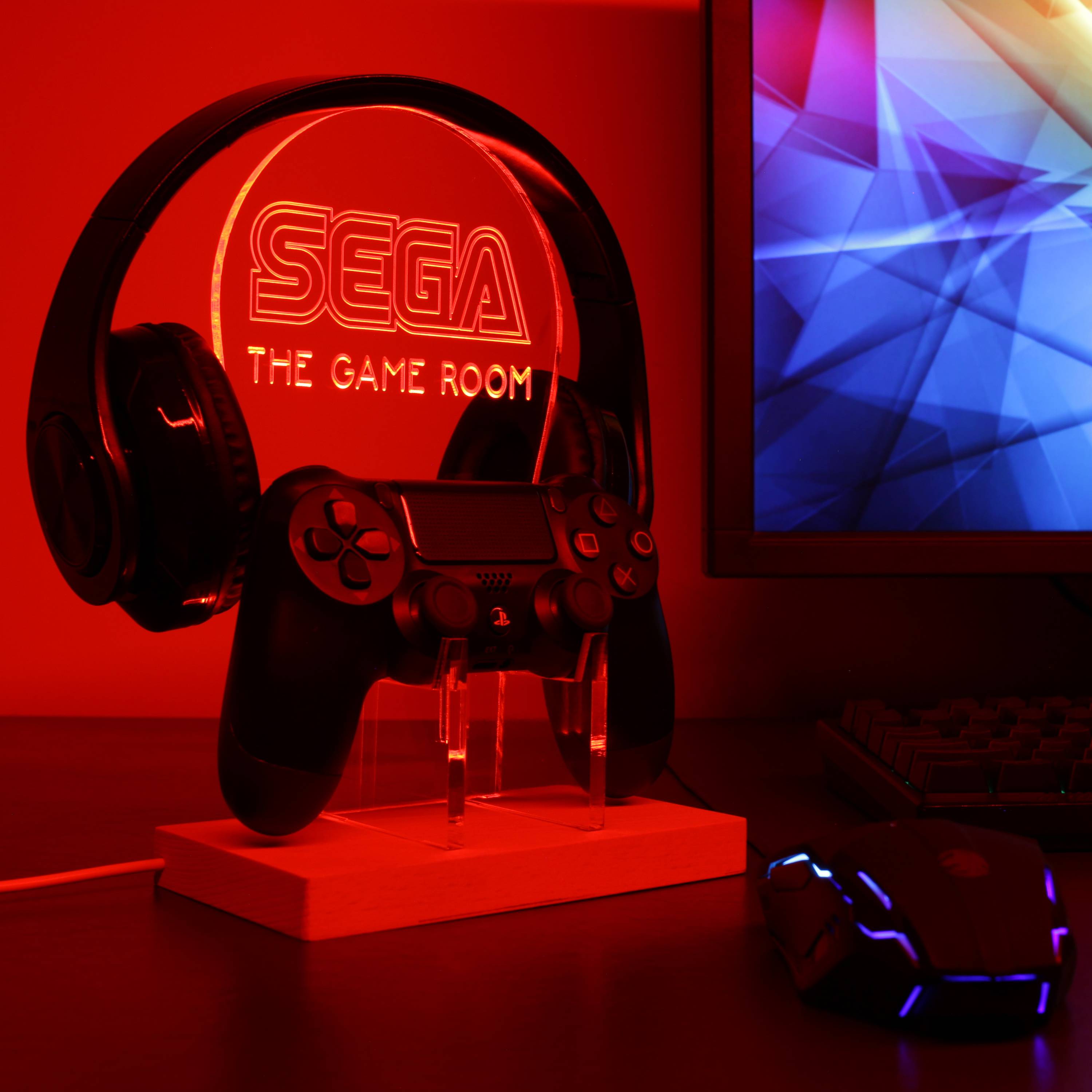 Sega Custom Game Room RGB LED Gaming Headset Controller Stand