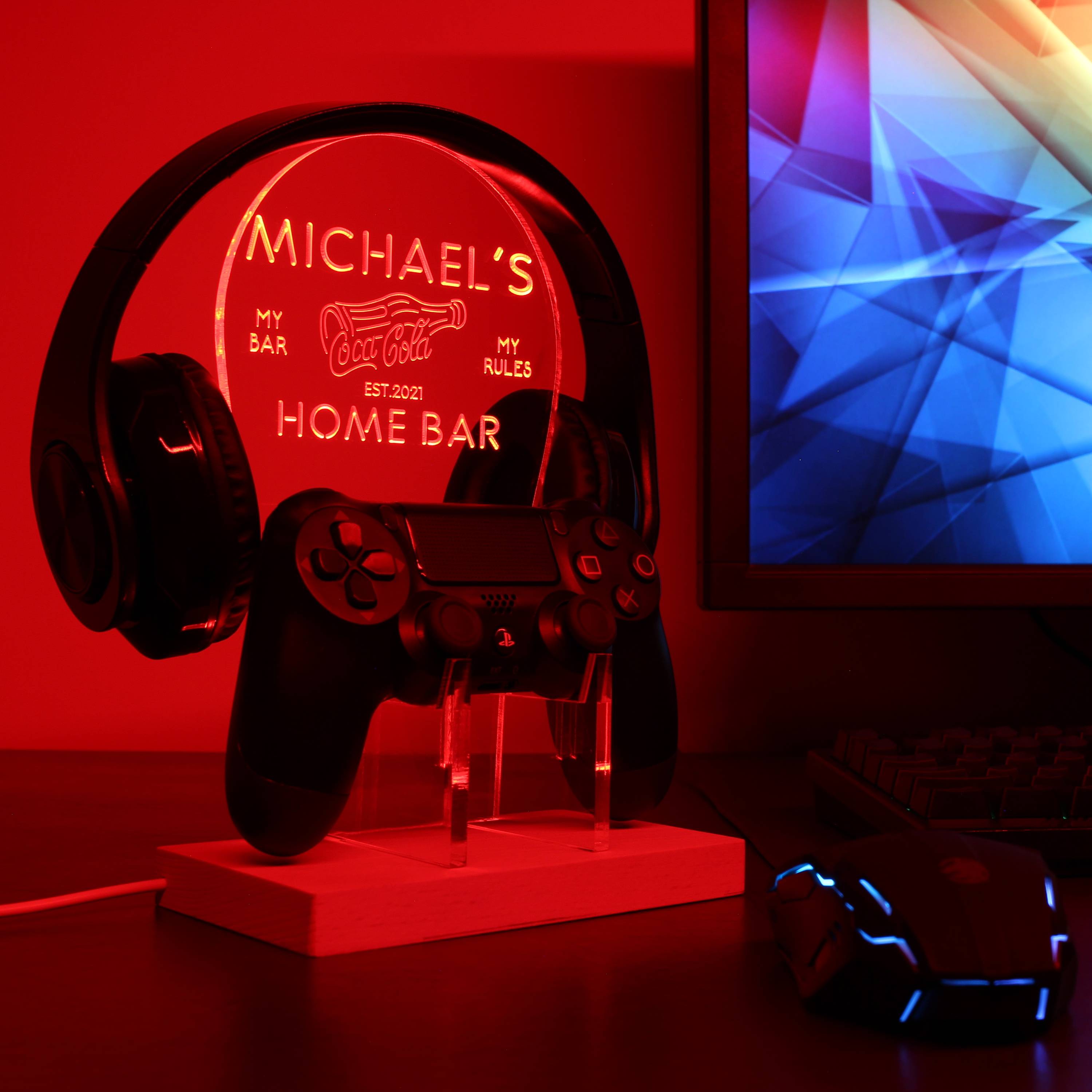 Coca Cola Bottle Drink Bar Custom Personalized RGB LED Gaming Headset Controller Stand