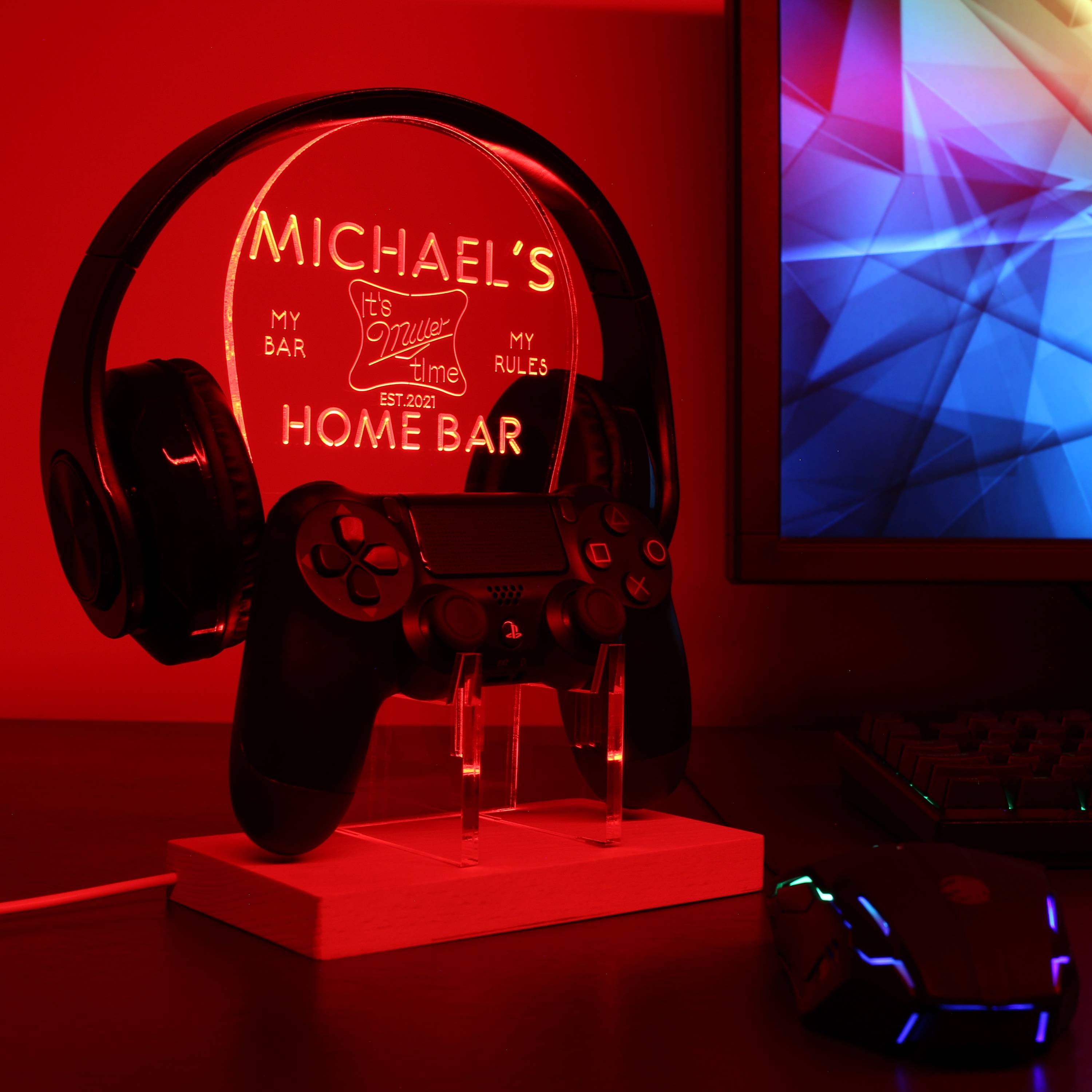It's Miller Time RGB LED Gaming Headset Controller Stand
