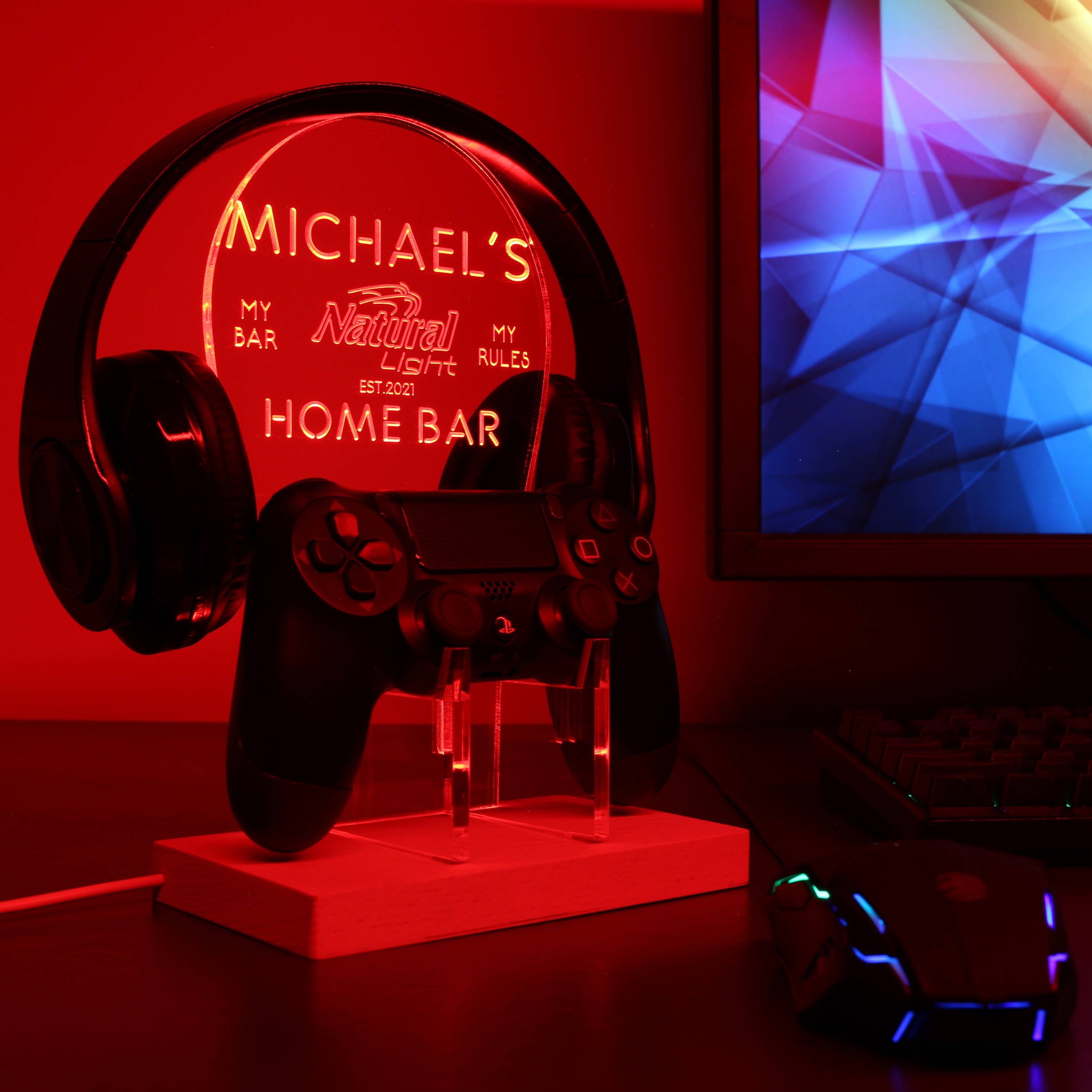 Natural Light RGB LED Gaming Headset Controller Stand