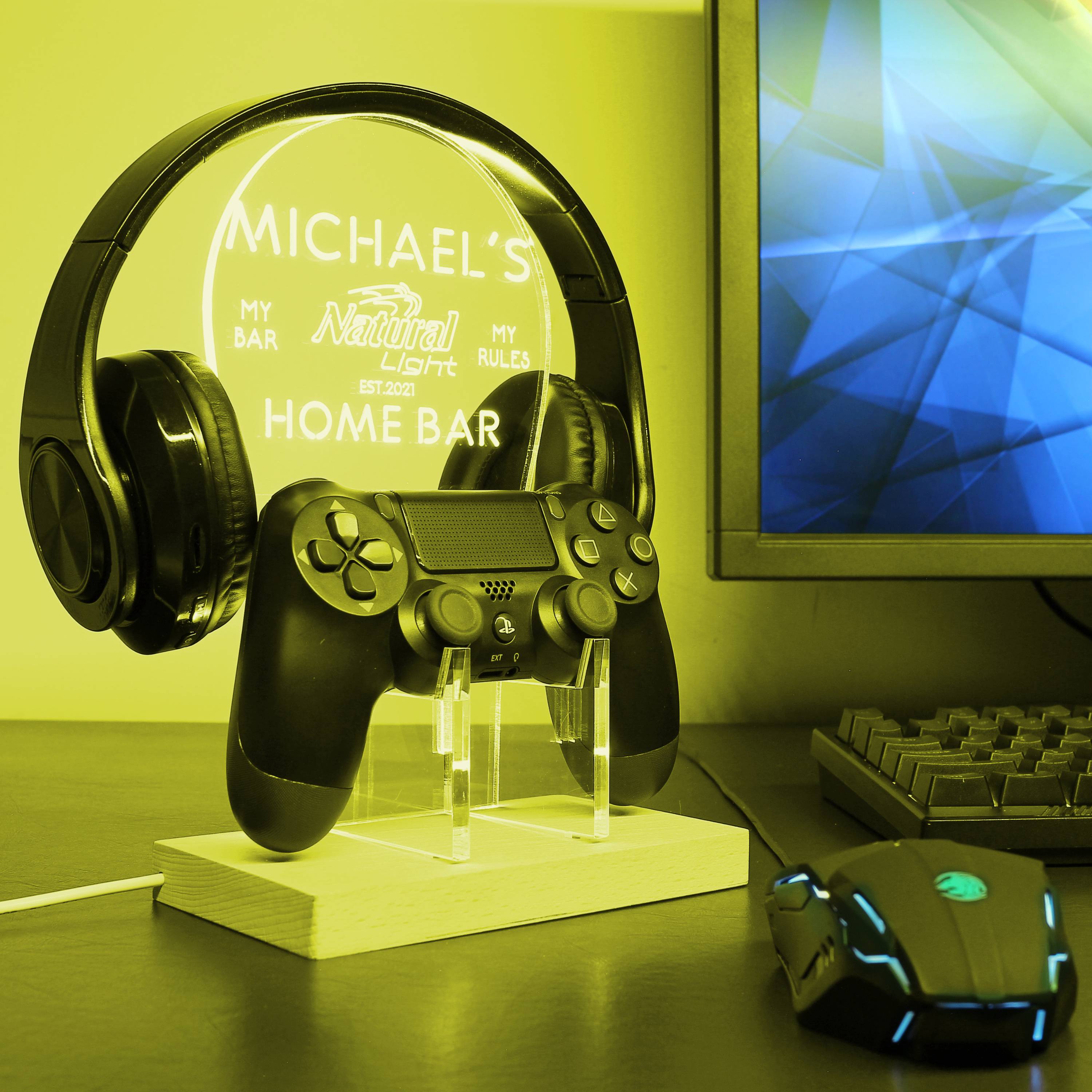 Natural Light RGB LED Gaming Headset Controller Stand