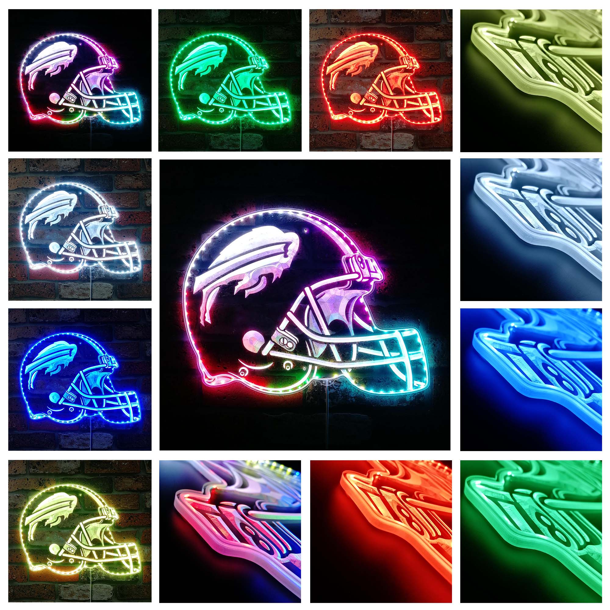 Buffalo Bills Helmet Dynamic RGB Edge Lit LED Sign