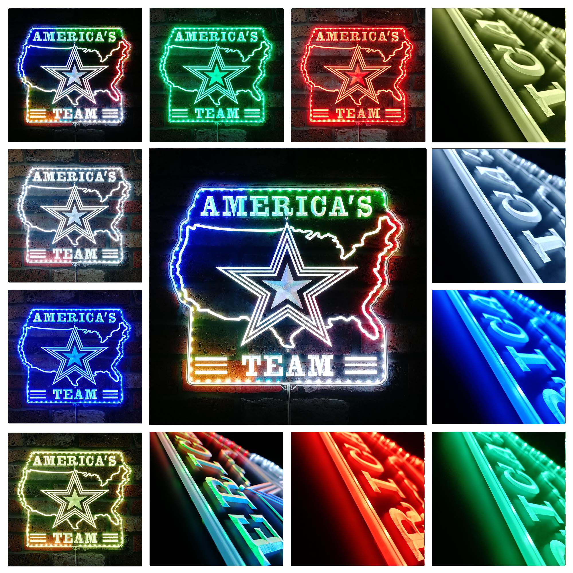 Dallas Cowboys Man Cave RGB Edge Lit LED Sign