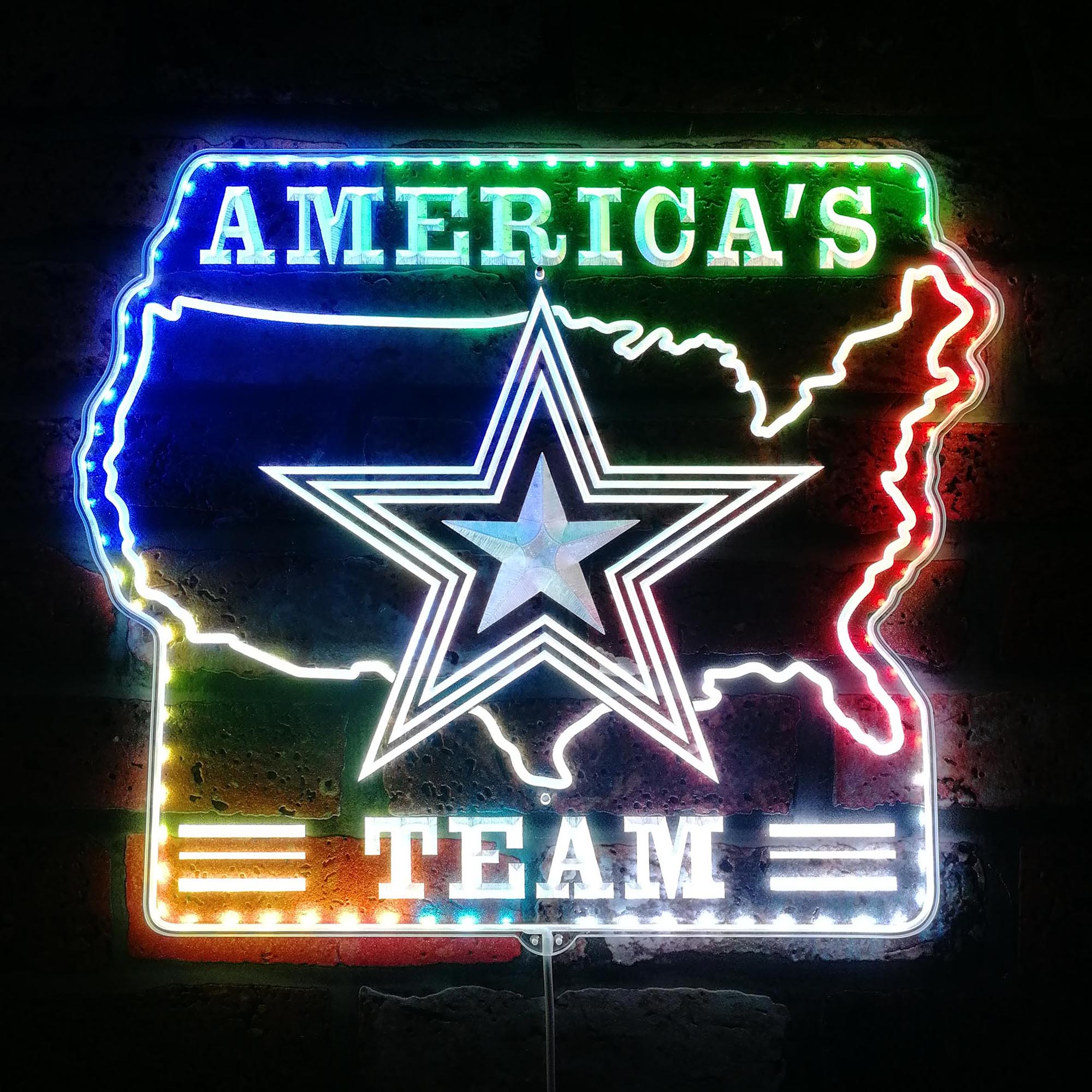 Dallas Cowboys America's Team Dynamic RGB Edge Lit LED Sign