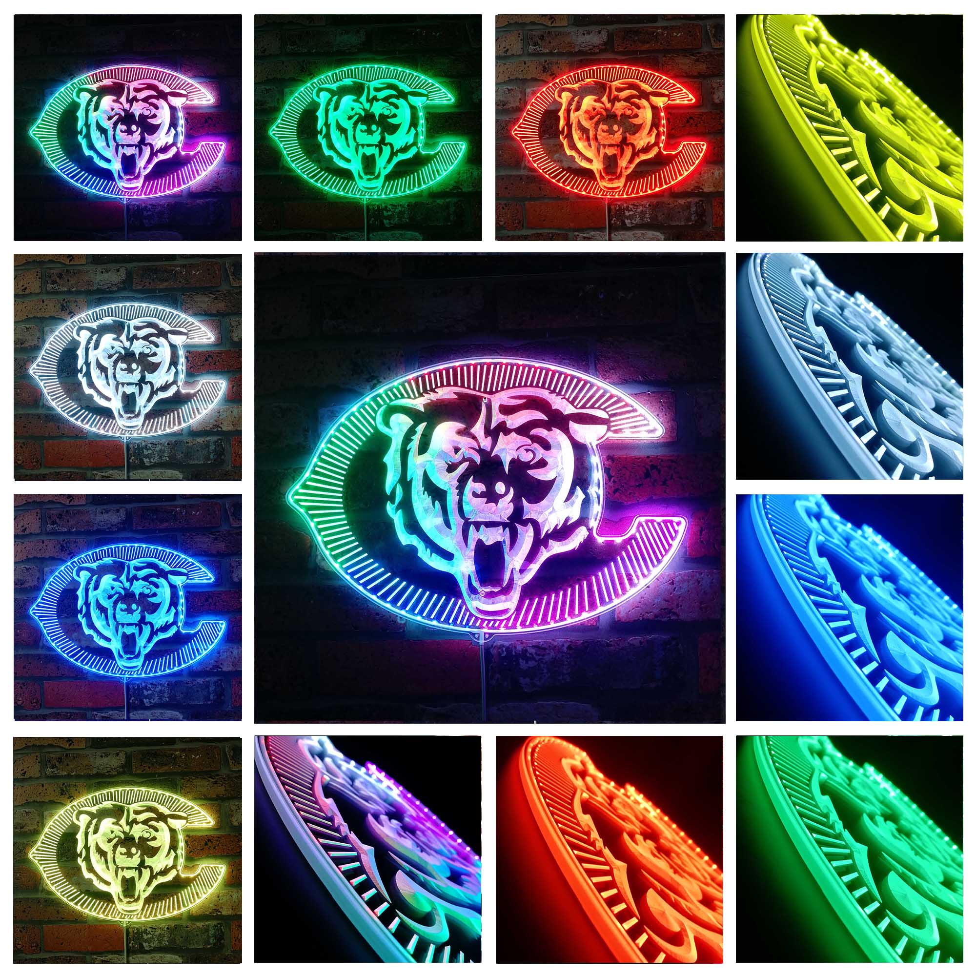 Chicago Bears Dynamic RGB Edge Lit LED Sign