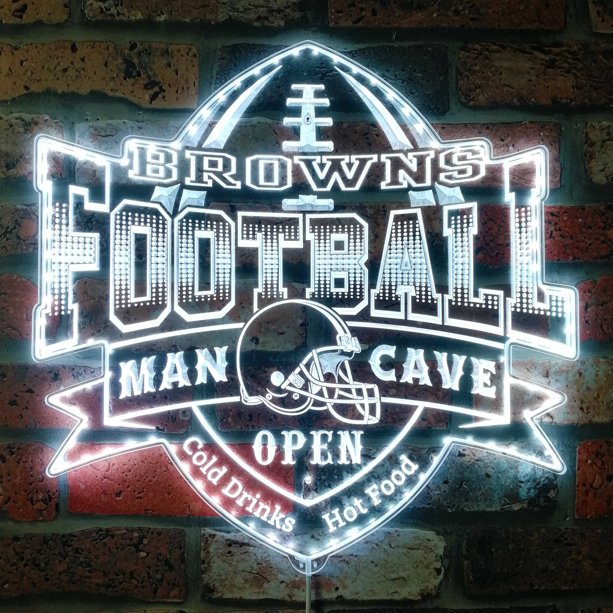 Cleveland Browns Football Man Cave Dynamic RGB Edge Lit LED Sign