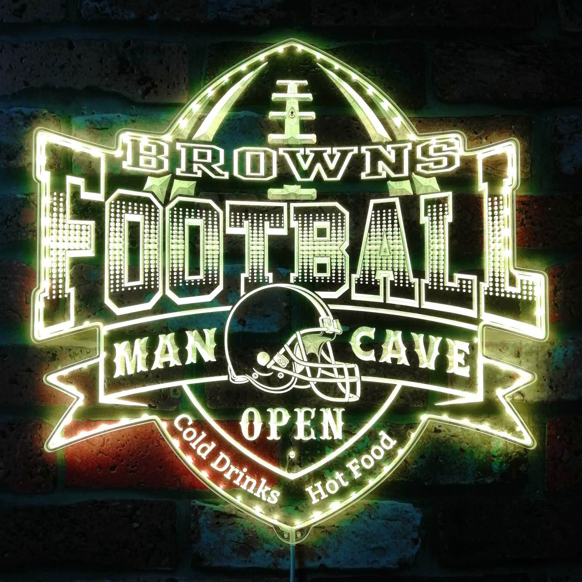 Cleveland Browns Football Man Cave Dynamic RGB Edge Lit LED Sign