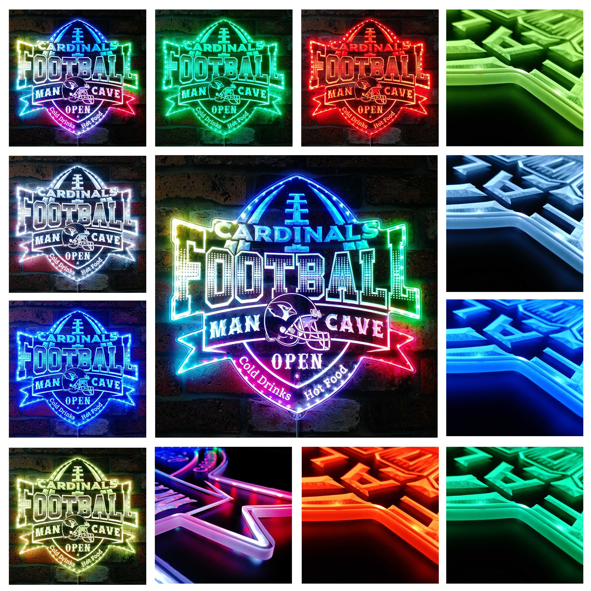 Falcons Man Cave Dynamic RGB Edge Lit LED Sign