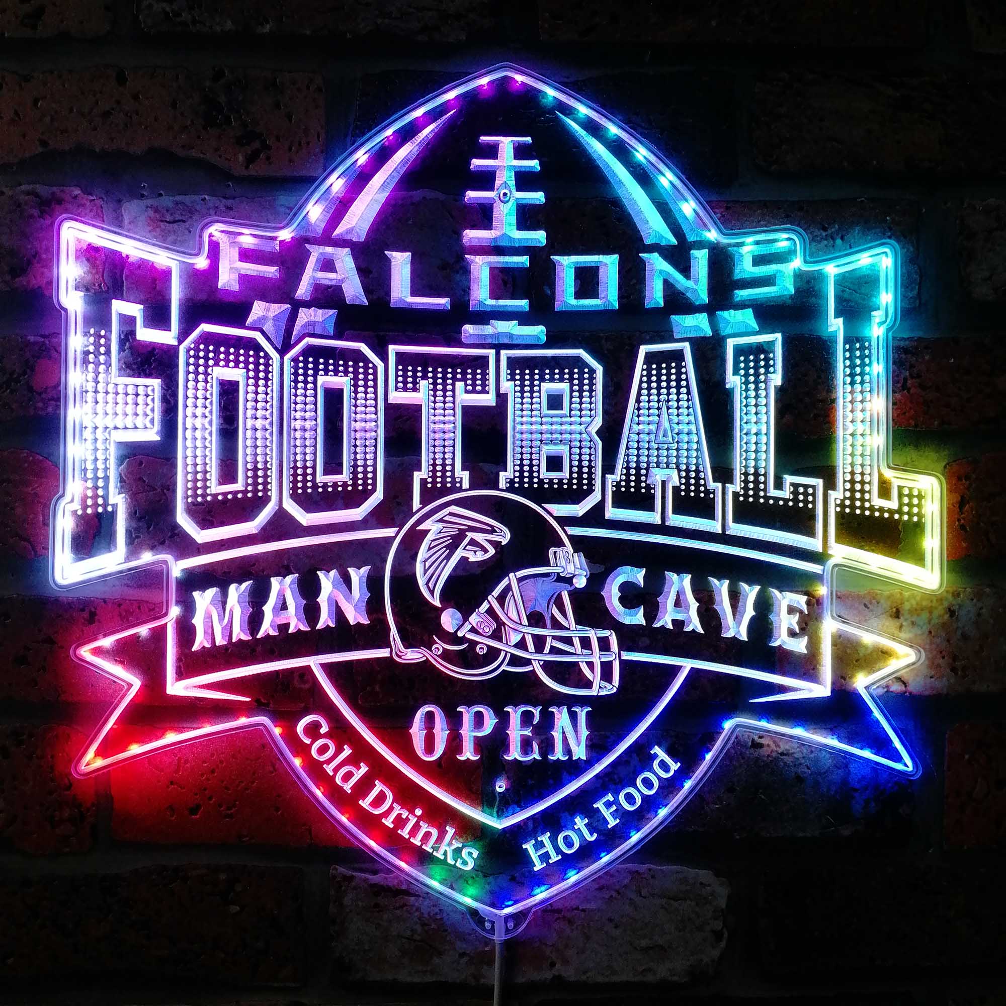 Falcons Man Cave Dynamic RGB Edge Lit LED Sign