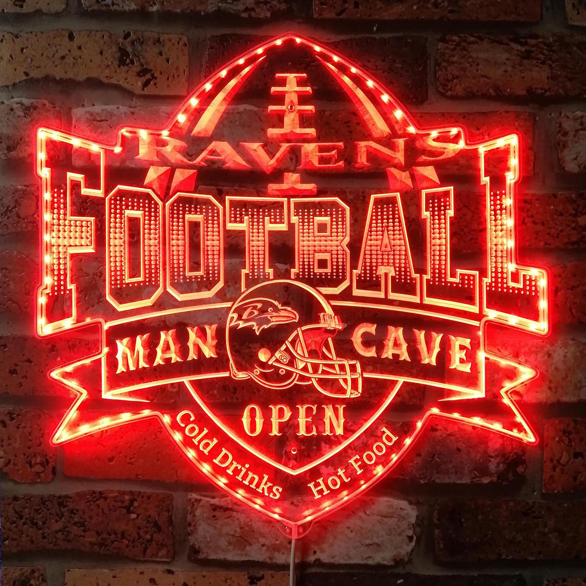 NFL Helmet Baltimore Ravens Dynamic RGB Edge Lit LED Sign | PROLEDSIGN