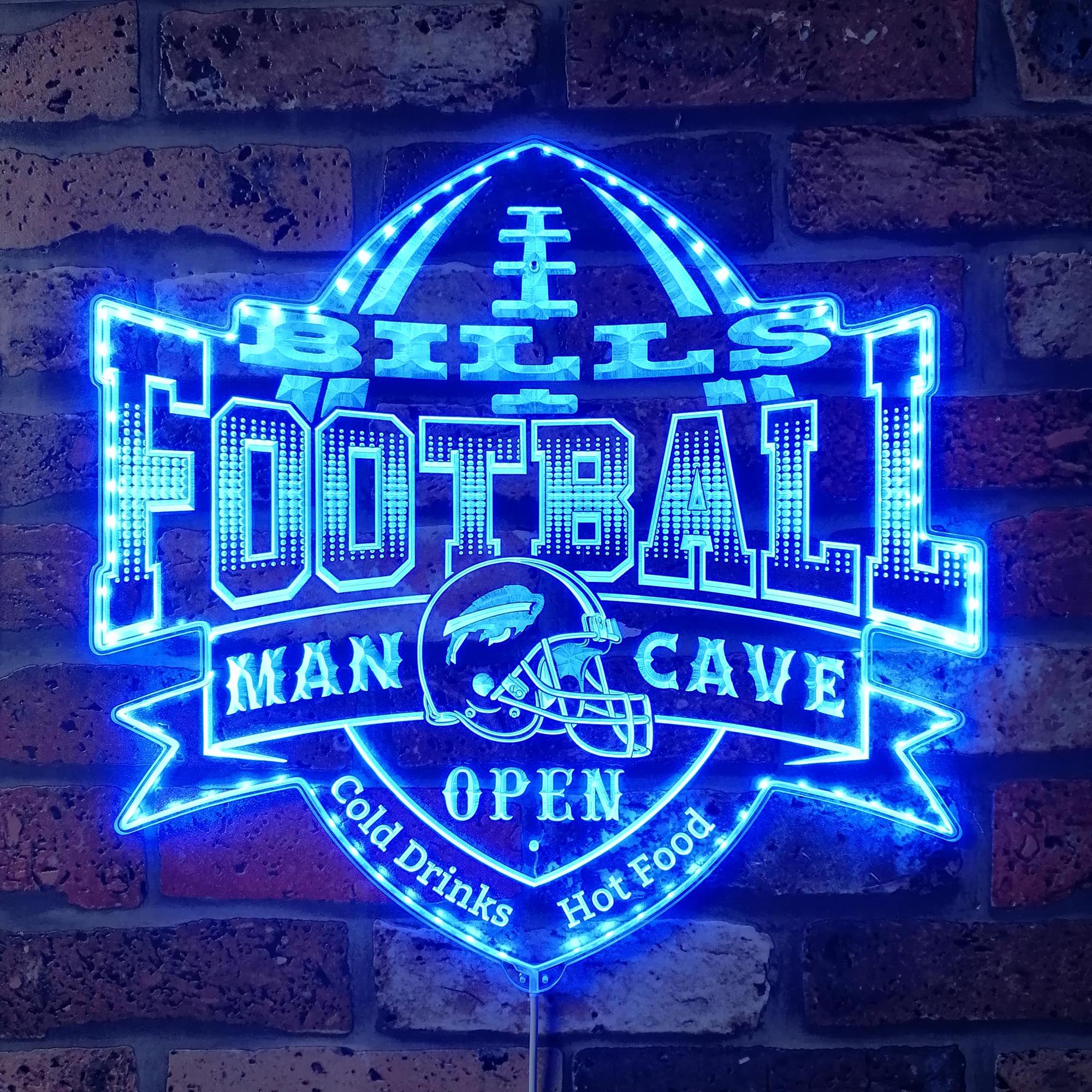 NFL Helmet Buffalo Bills Club Dynamic RGB Edge Lit LED Sign