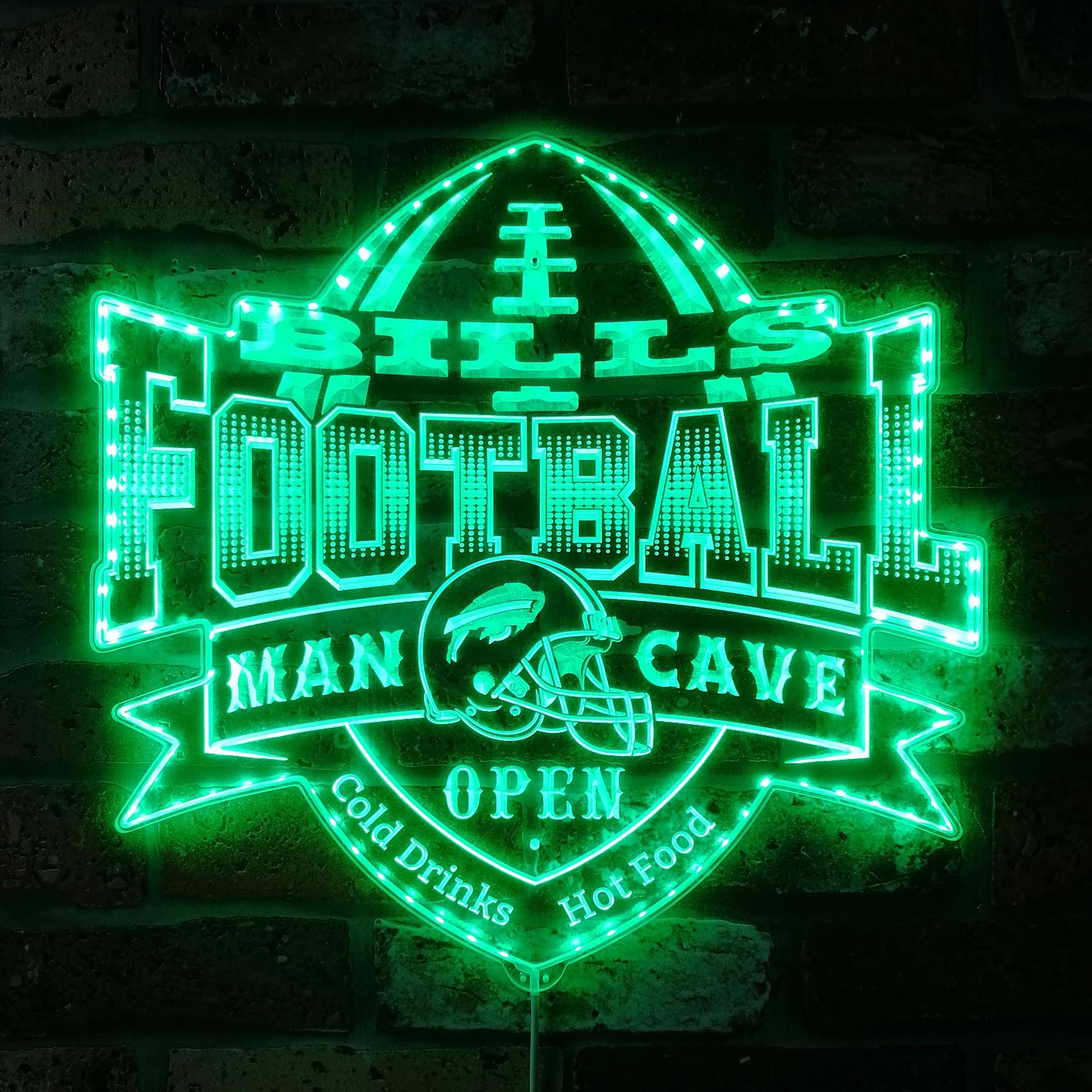 NFL Helmet Buffalo Bills Club Dynamic RGB Edge Lit LED Sign