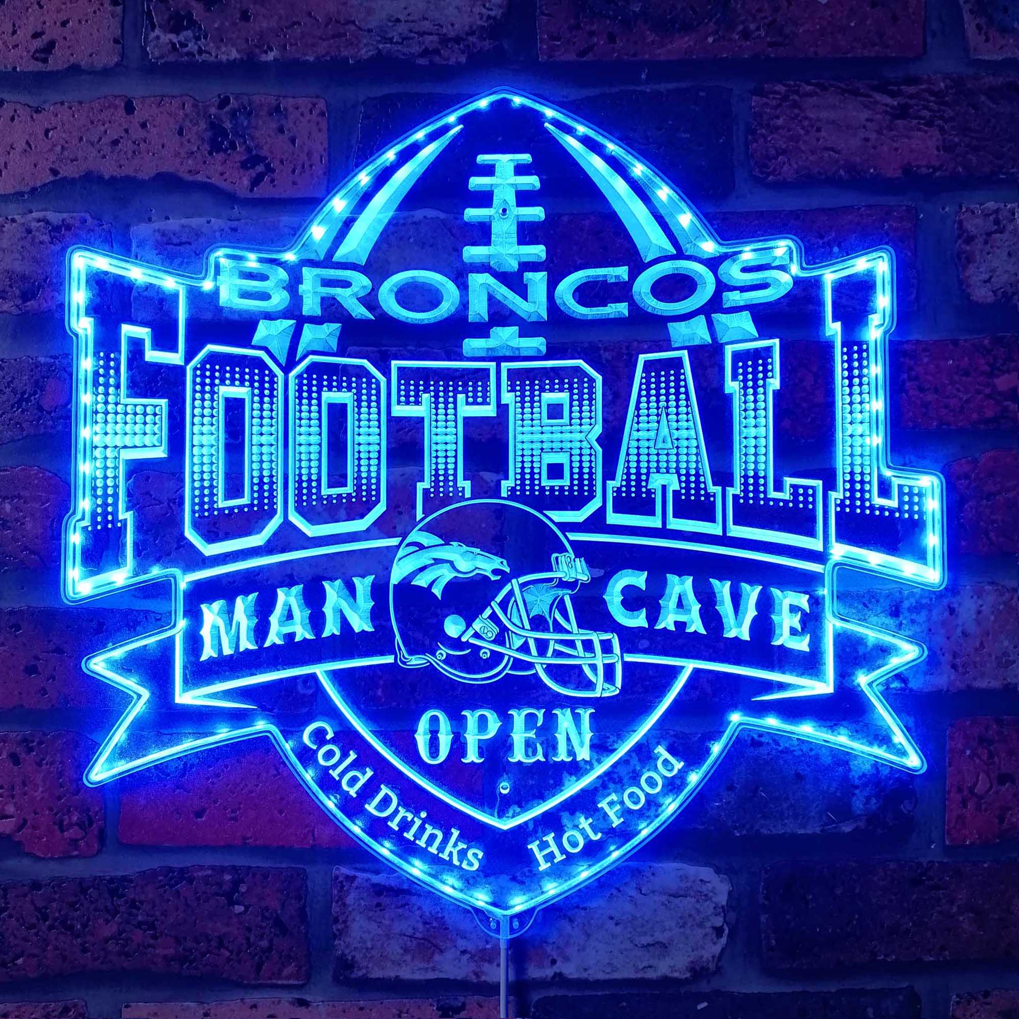 NFL Denver Broncos Football Dynamic RGB Edge Lit LED Sign