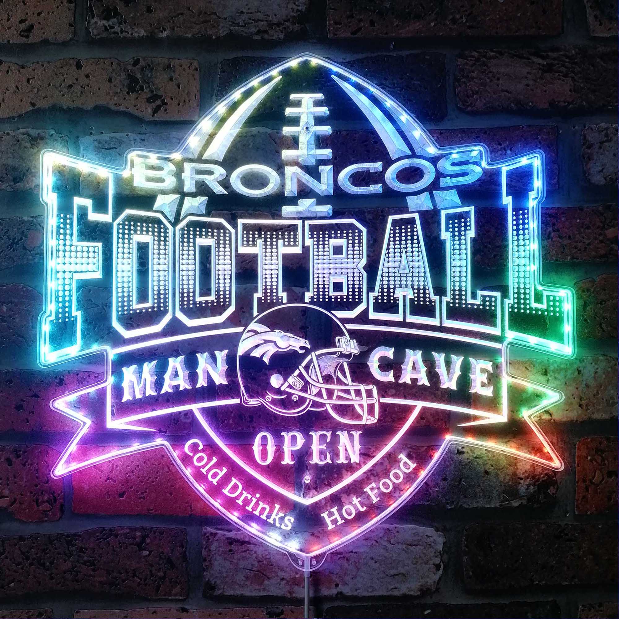 NFL Denver Broncos Football Dynamic RGB Edge Lit LED Sign