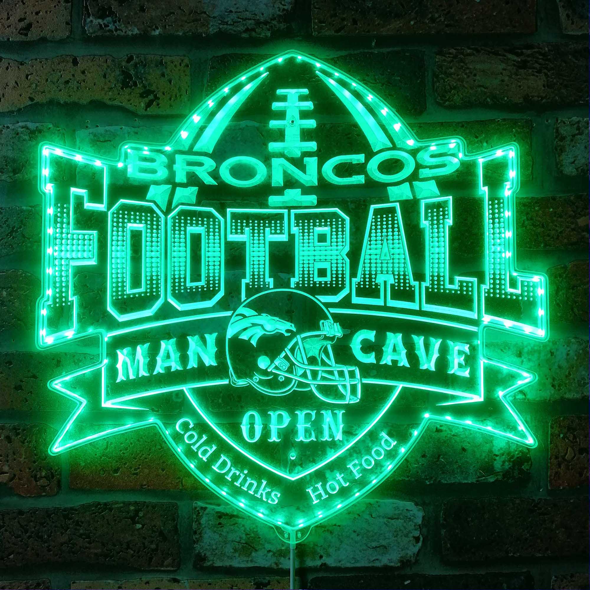 NFL Denver Broncos Football Dynamic RGB Edge Lit LED Sign