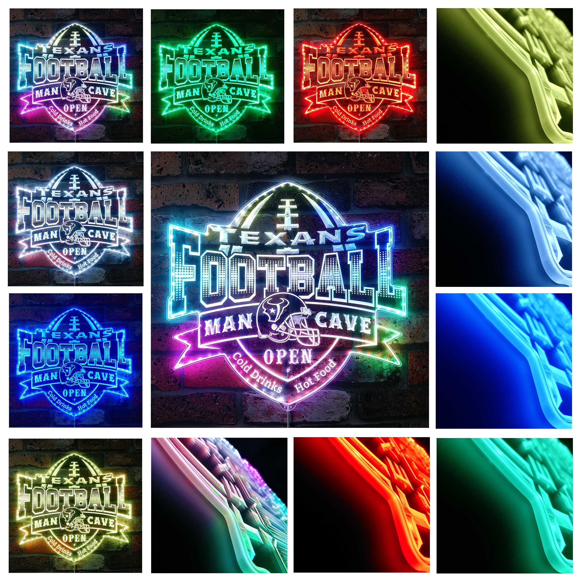 NFL Houston Texans Football Club Dynamic RGB Edge Lit LED Sign