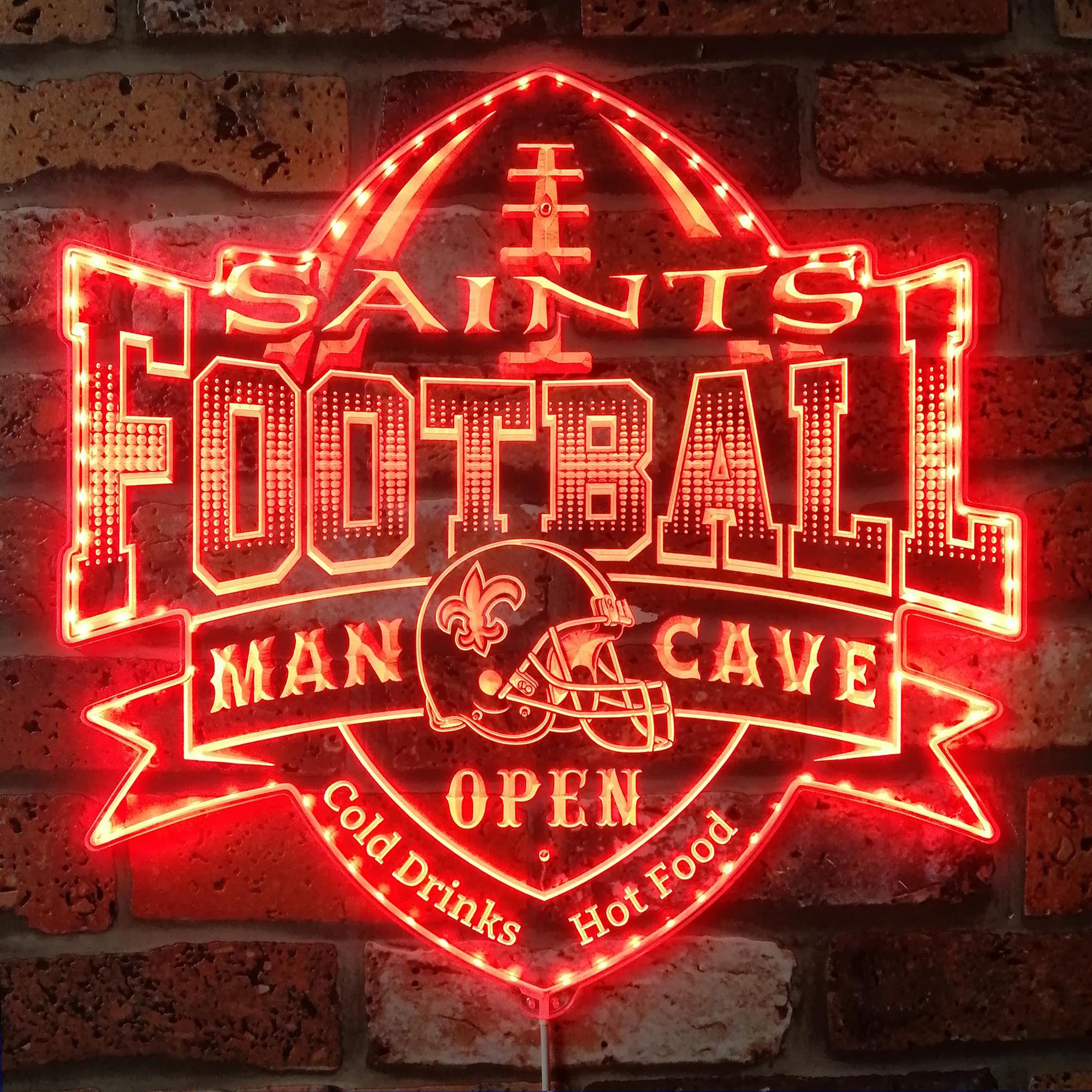 NFL New Orleans Saints Football Dynamic RGB Edge Lit LED Sign