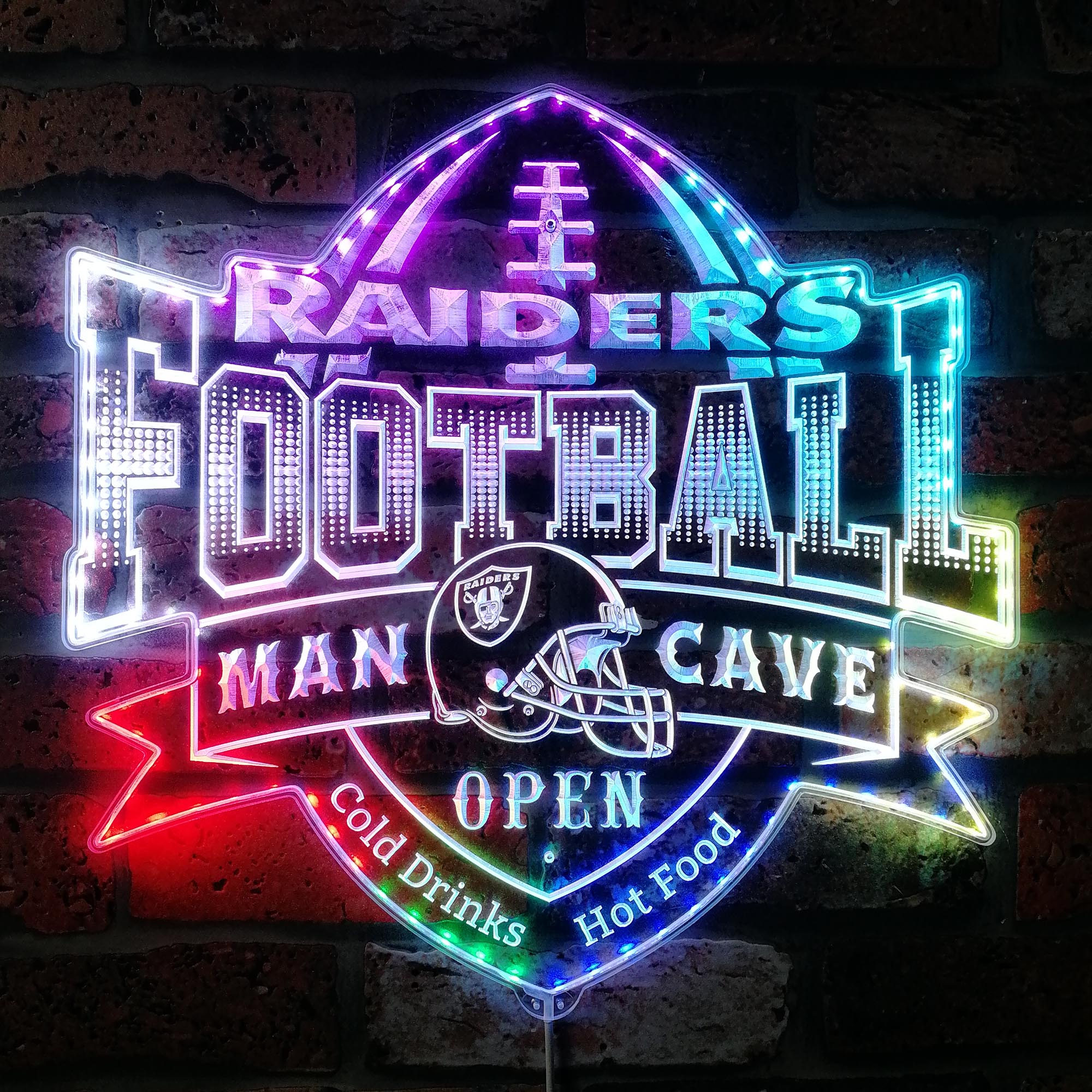 NFL Oakland Raiders Football Club Dynamic RGB Edge Lit LED Sign