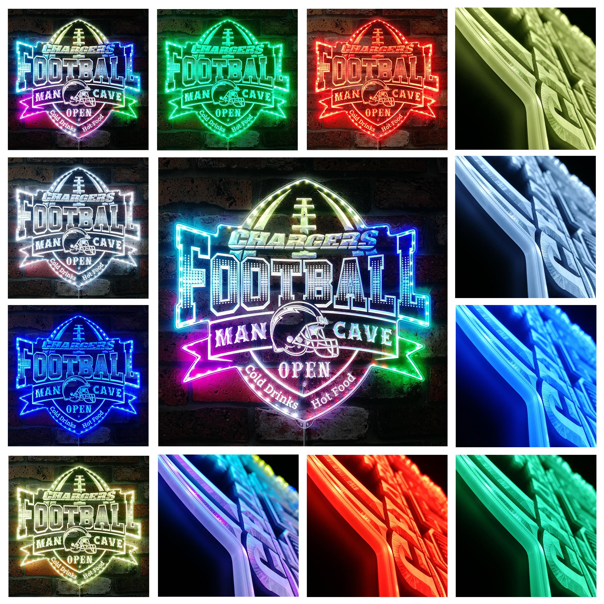 NFL San Diego Chargers Football Dynamic RGB Edge Lit LED Sign