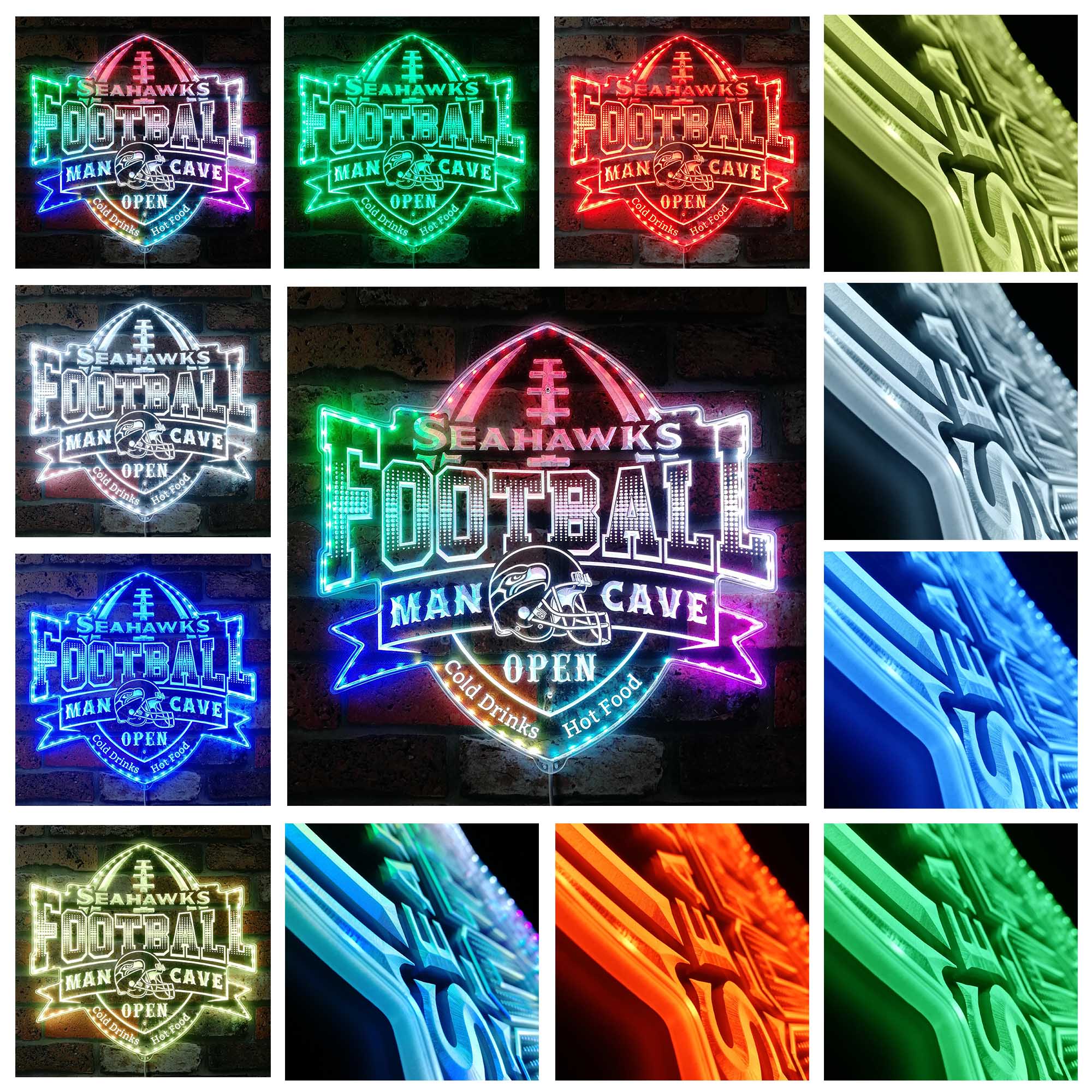 NFL Seattle Seahawks Football Dynamic RGB Edge Lit LED Sign