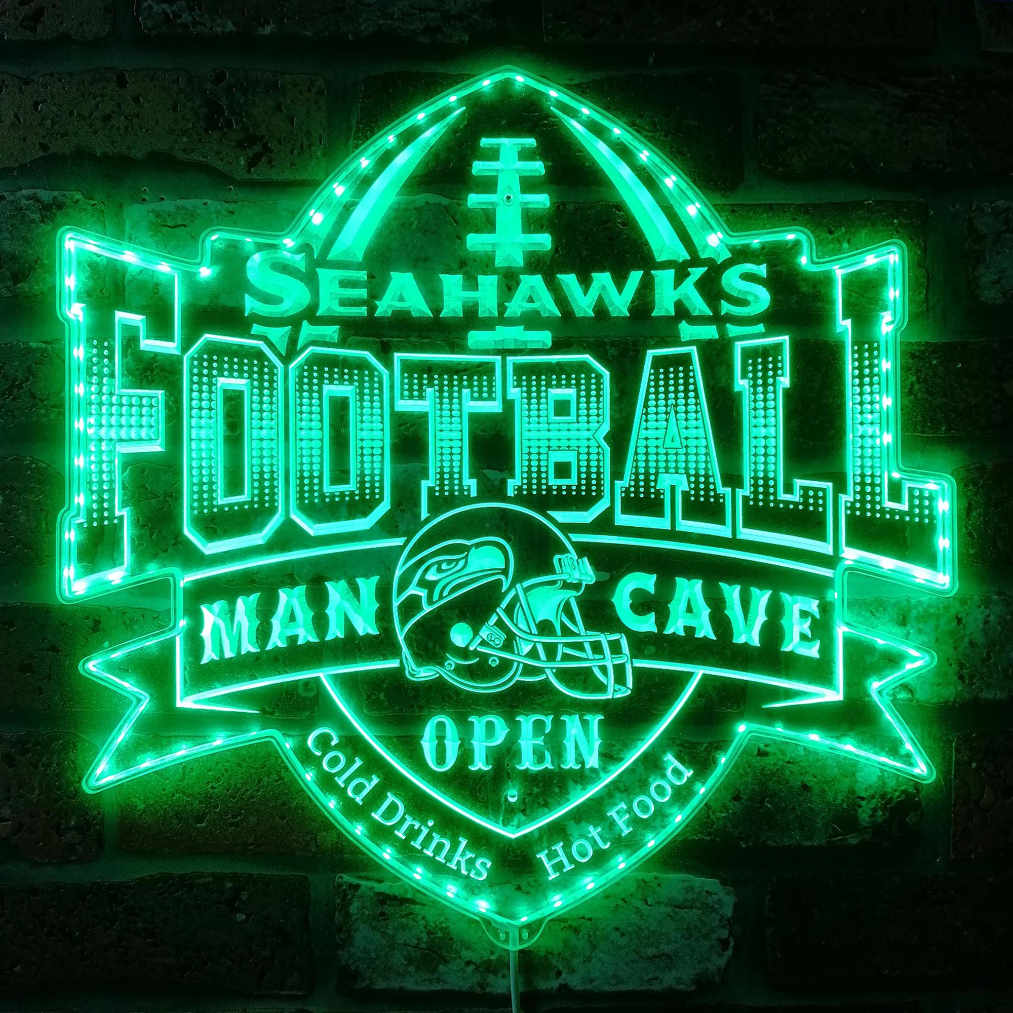 NFL Seattle Seahawks Football Dynamic RGB Edge Lit LED Sign