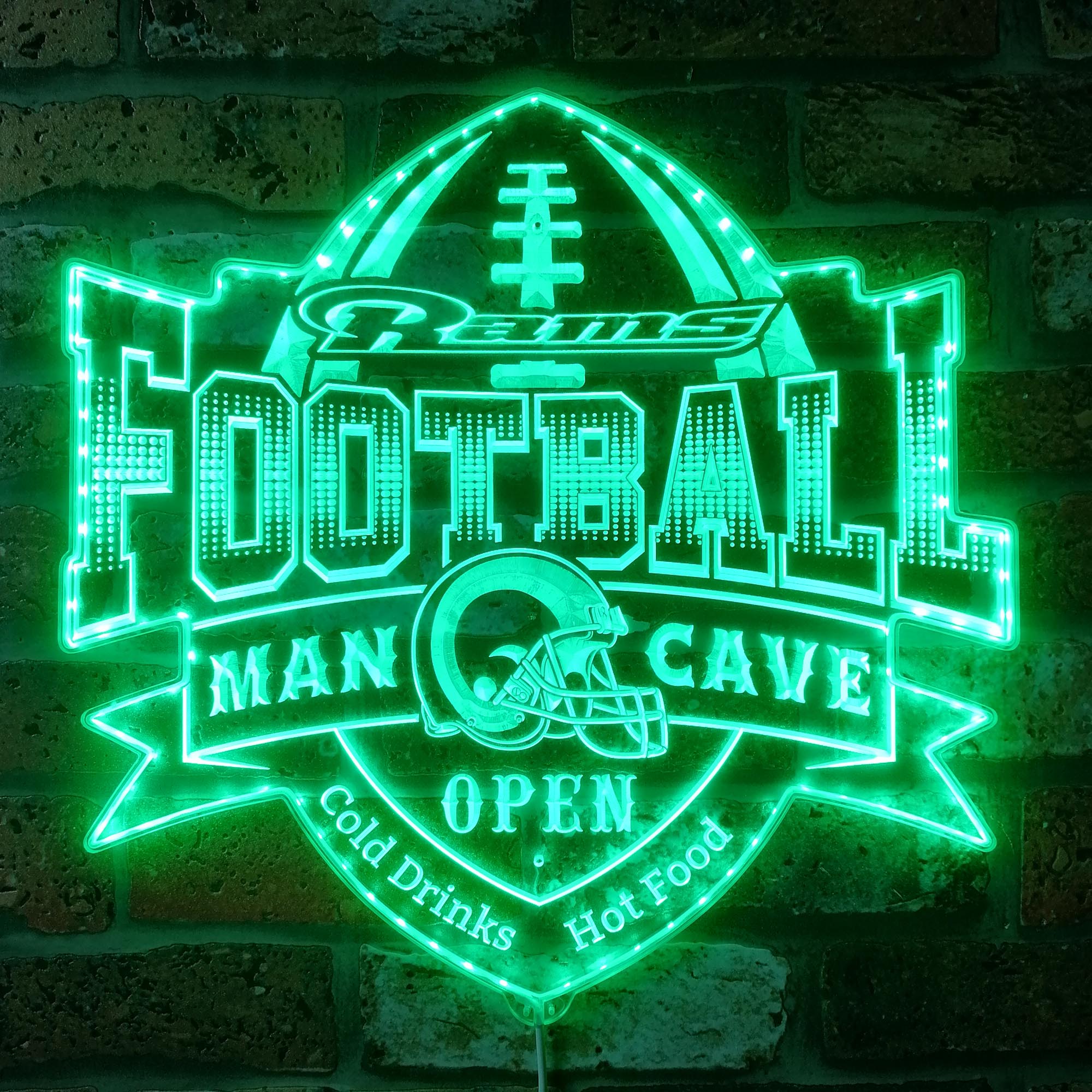NFL Helmet St Louis Rams Football Dynamic RGB Edge Lit LED Sign