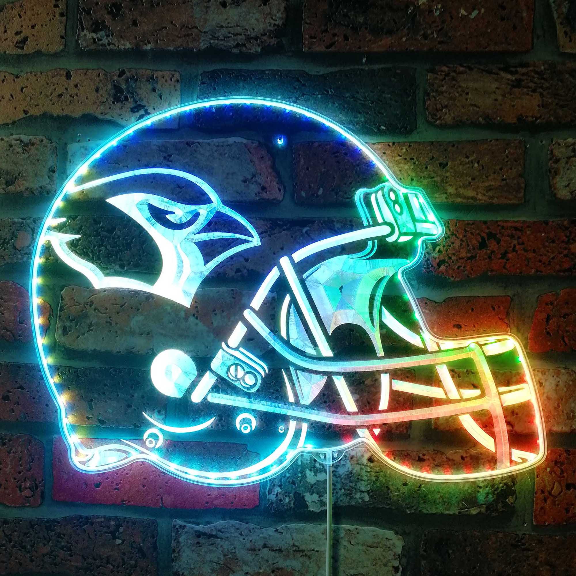 NFL Helmet Arizona Cardinals Football Dynamic RGB Edge Lit LED Sign