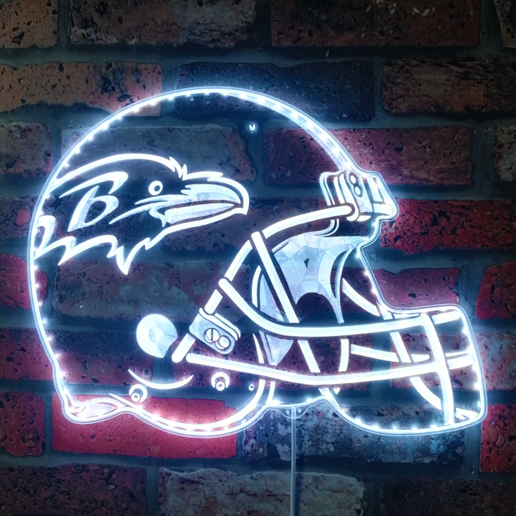 NFL Helmet Baltimore Ravens Dynamic RGB Edge Lit LED Sign