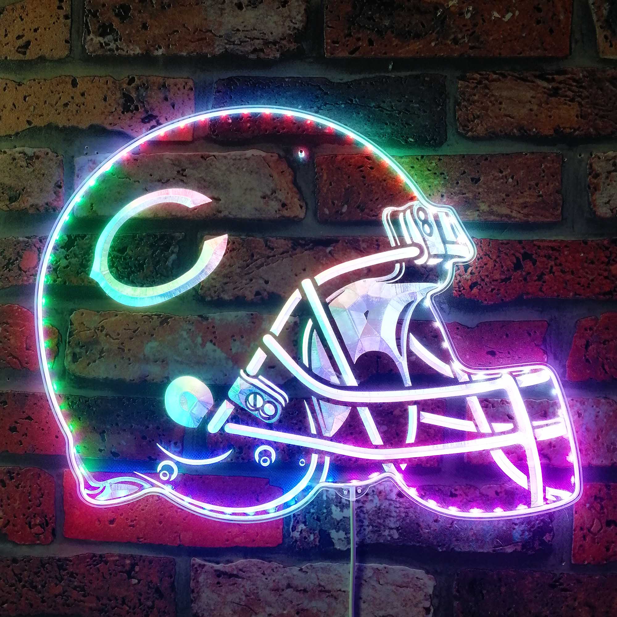 NFL Helmet Chicago Bears Club Dynamic RGB Edge Lit LED Sign