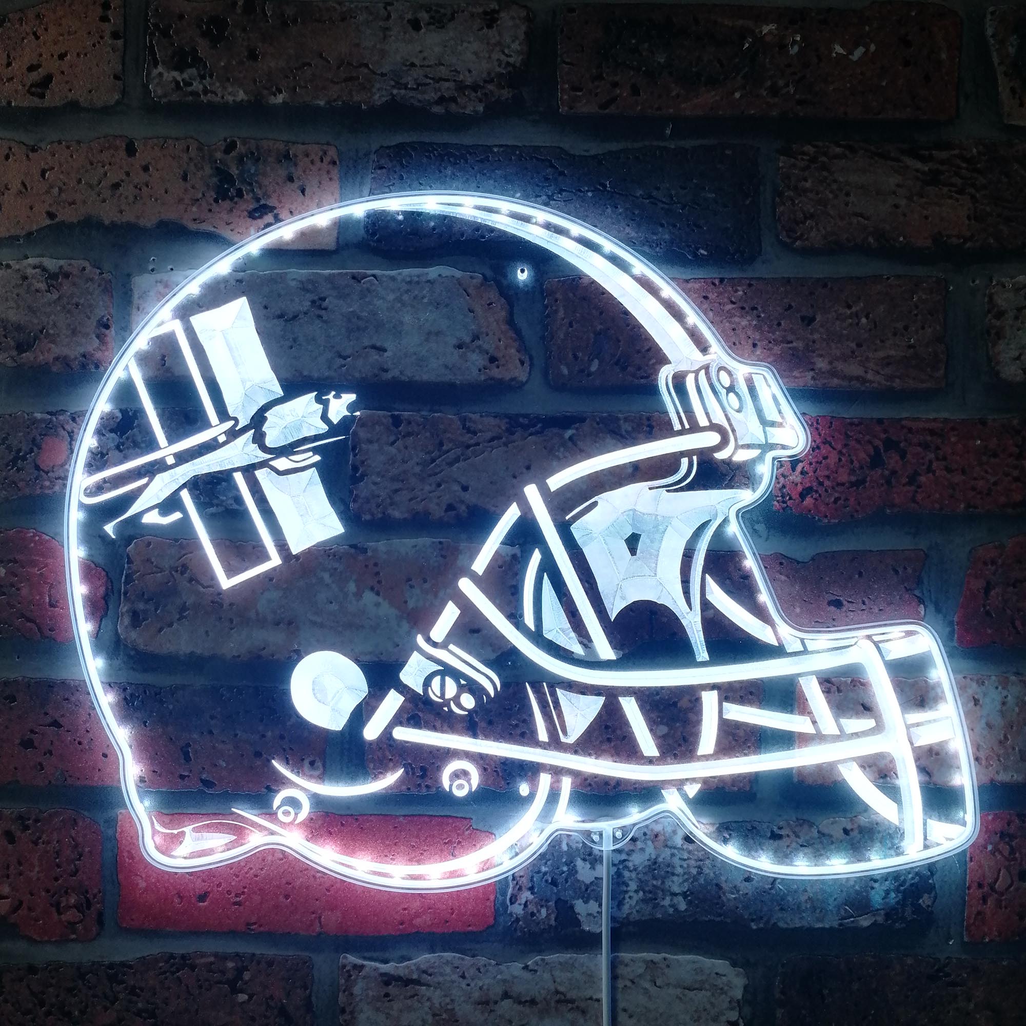 NFL Helmet Detroit Lions Football Dynamic RGB Edge Lit LED Sign