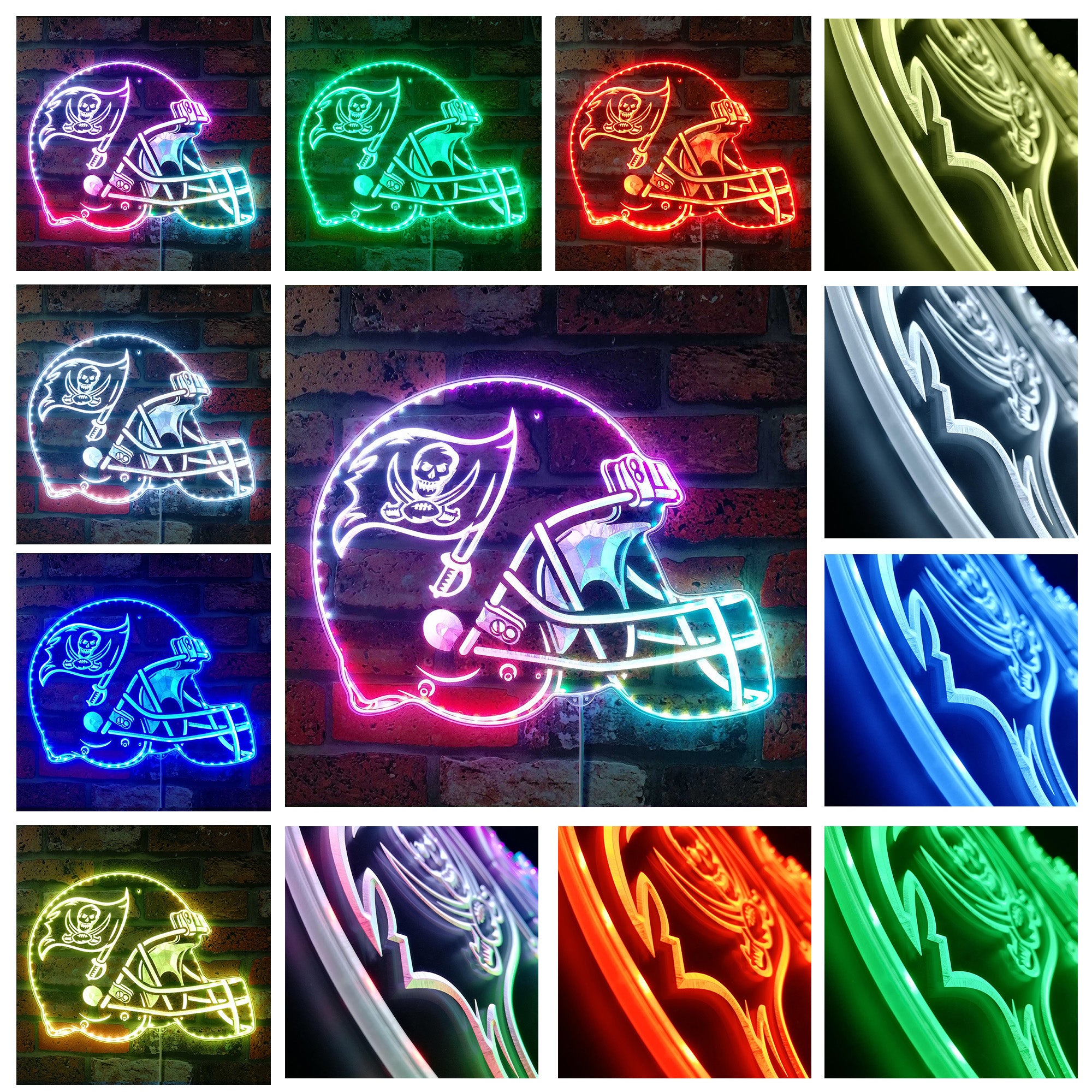 NFL Helmet Tampa Bay Buccaneers Dynamic RGB Edge Lit LED Sign