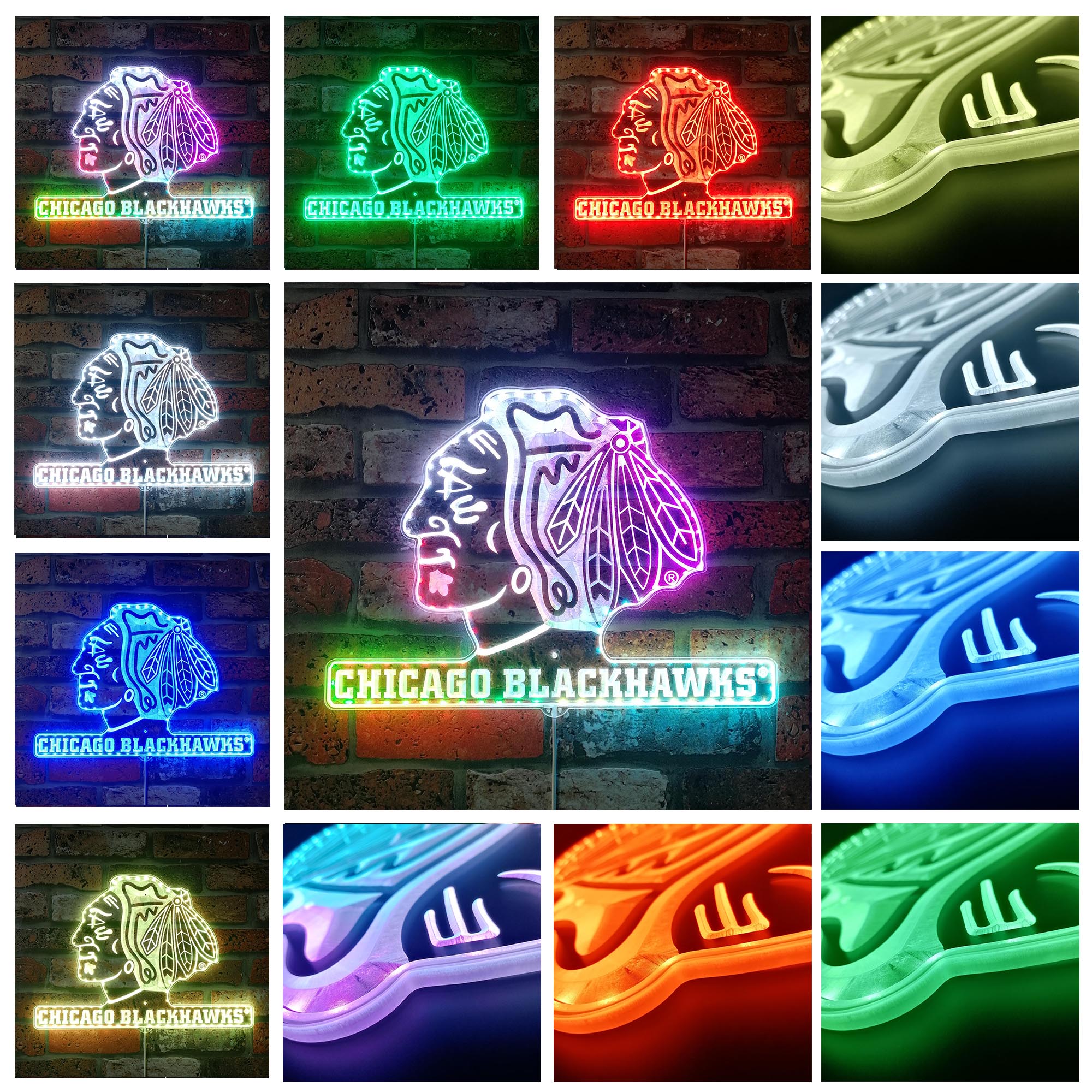 Chicago Blackhawks Dynamic RGB Edge Lit LED Sign