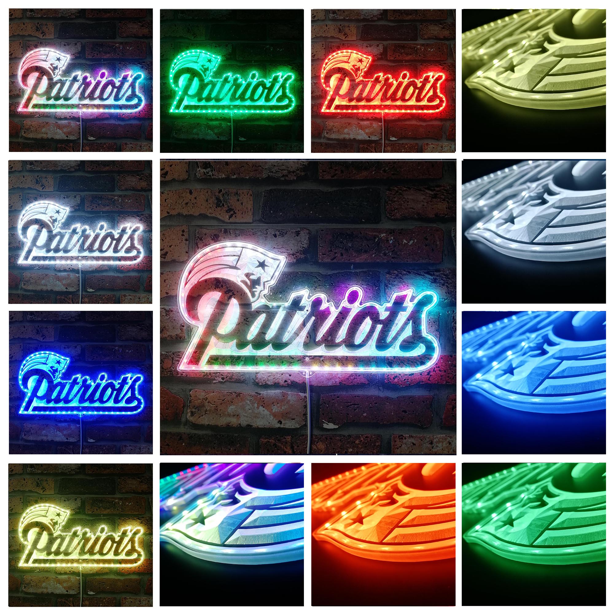 New England Patriots Dynamic RGB Edge Lit LED Sign
