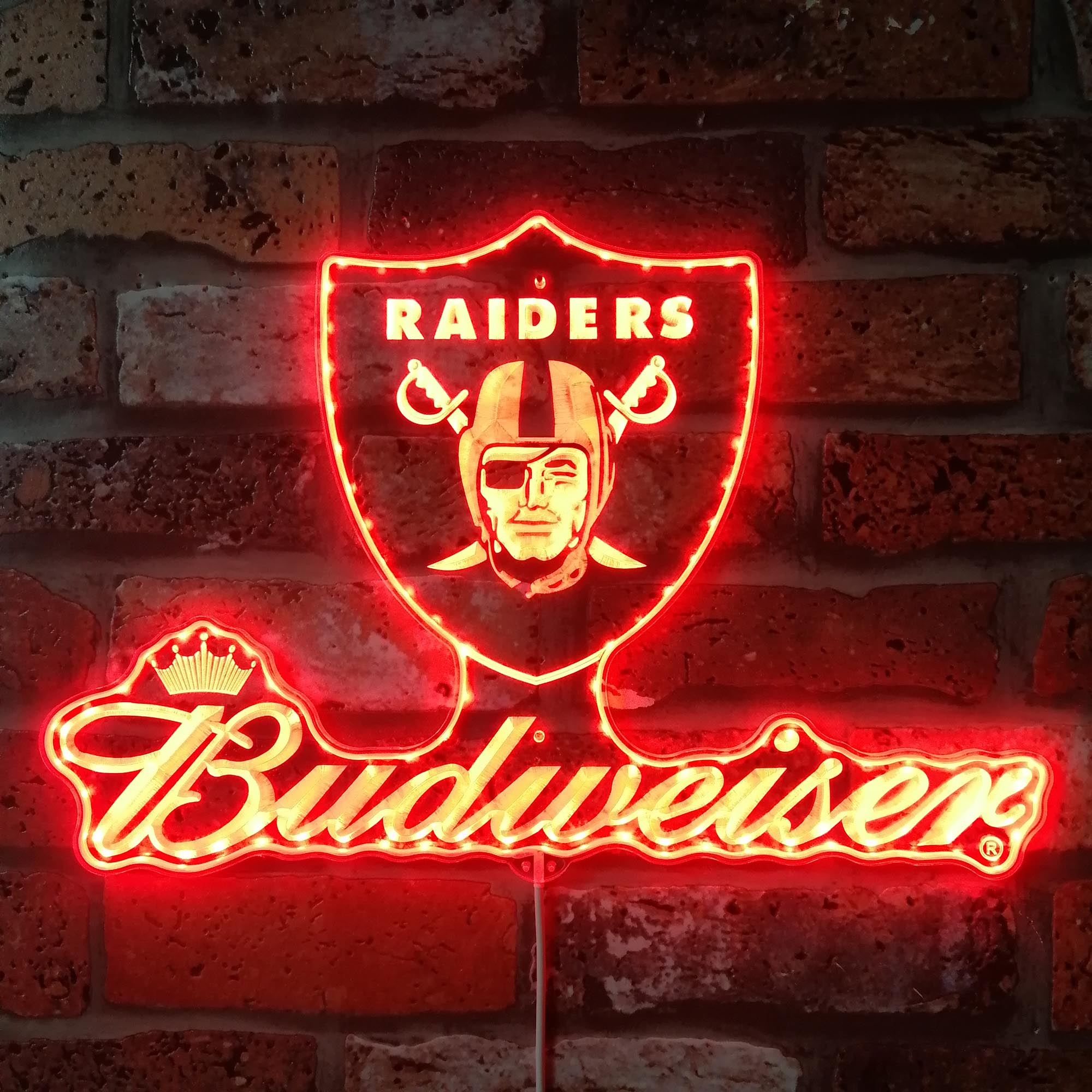 Las Vegas Raiders Budweiser Dynamic RGB Edge Lit LED Sign