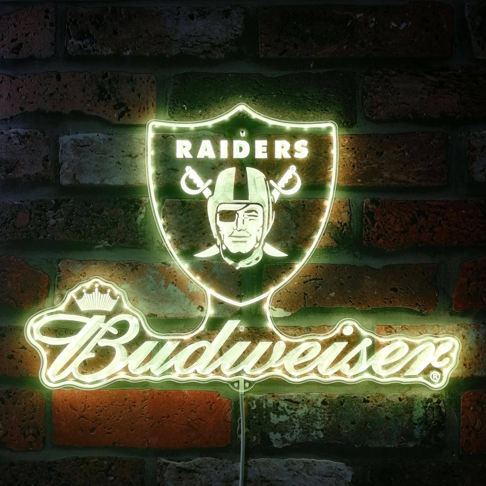 Las Vegas Raiders Budweiser Dynamic RGB Edge Lit LED Sign
