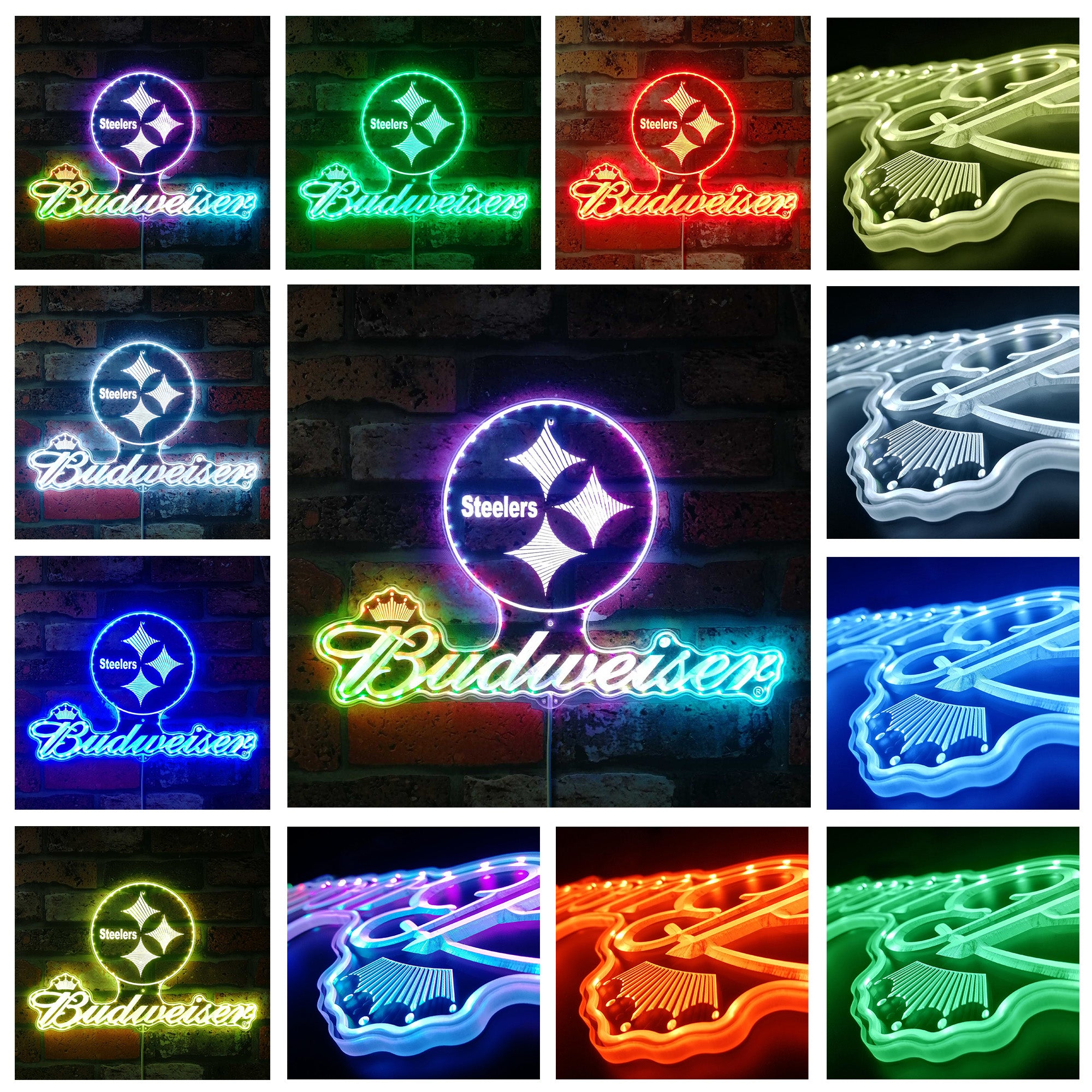 Steelers Buderweisers Dynamic RGB Edge Lit LED Sign