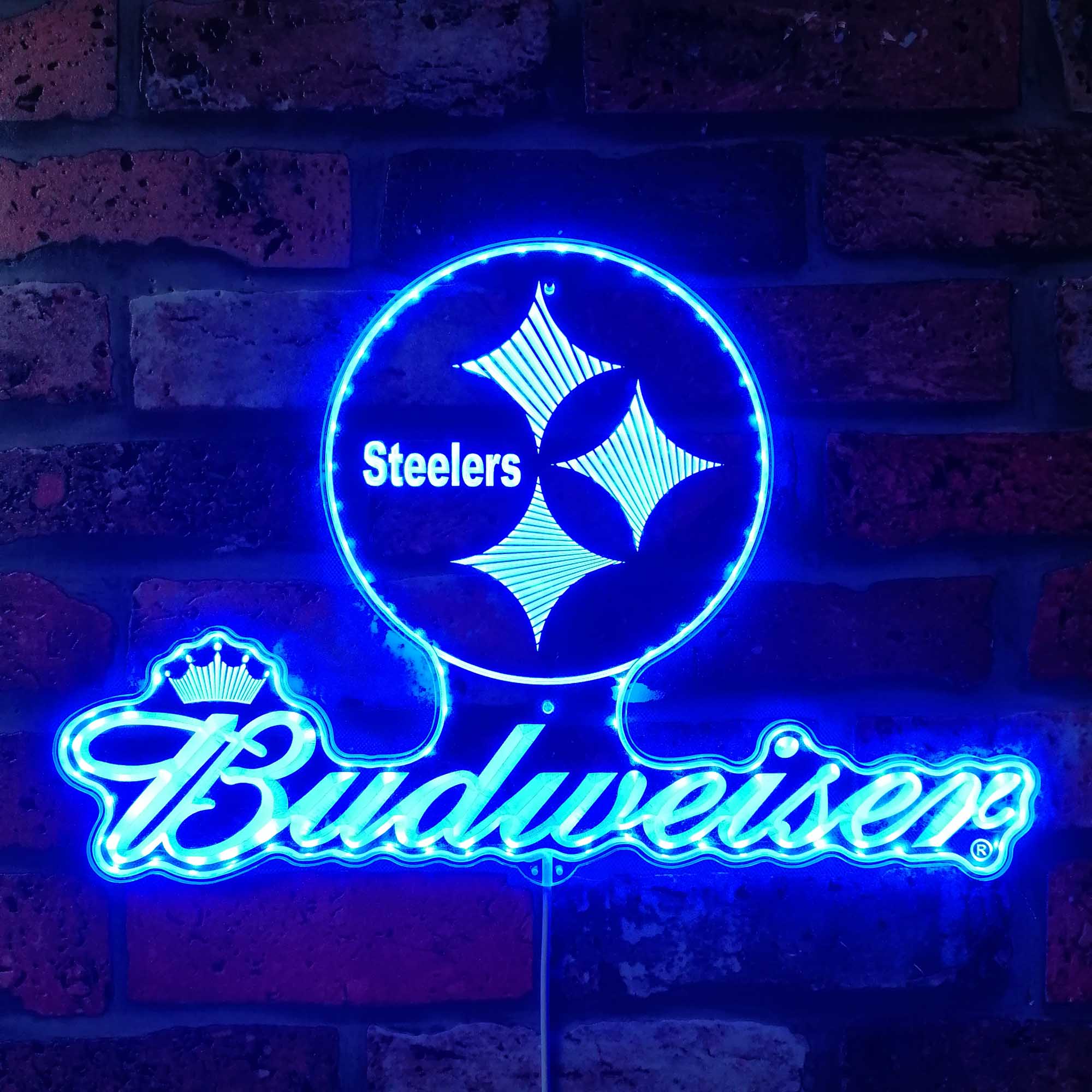 Steelers Buderweisers Dynamic RGB Edge Lit LED Sign