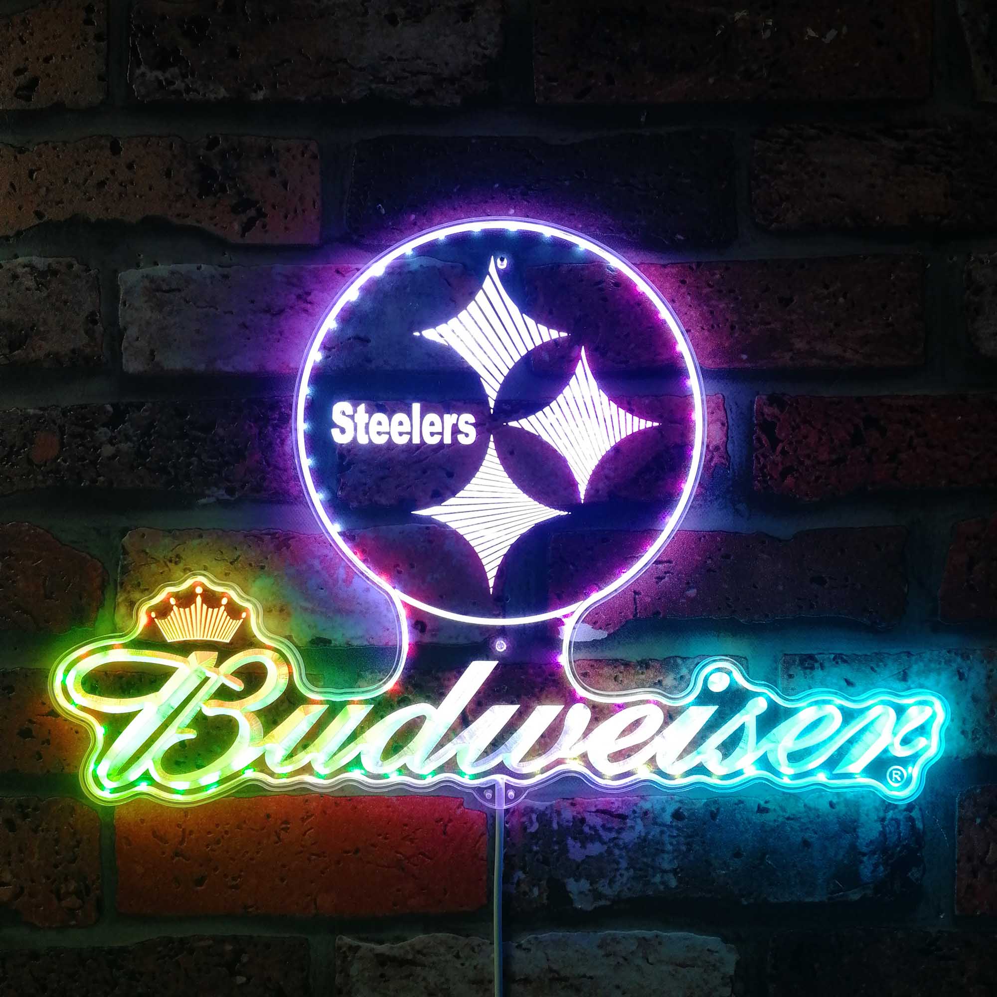 Steelers Buderweisers Dynamic RGB Edge Lit LED Sign