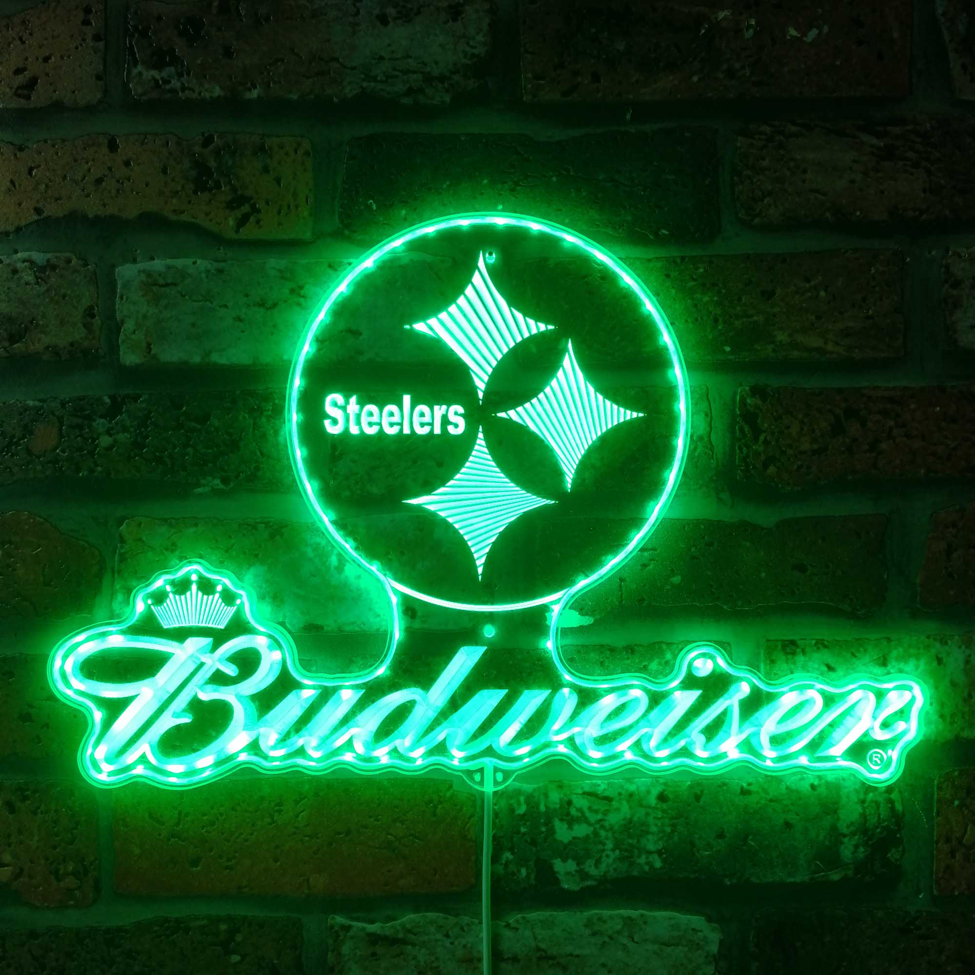 Steelers Buderweisers Dynamic RGB Edge Lit LED Sign