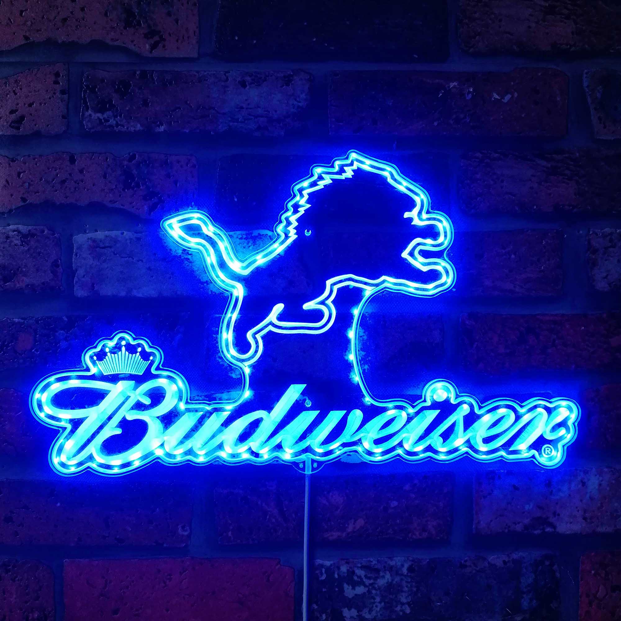 Detroit Lions Budweiser Dynamic RGB Edge Lit LED Sign