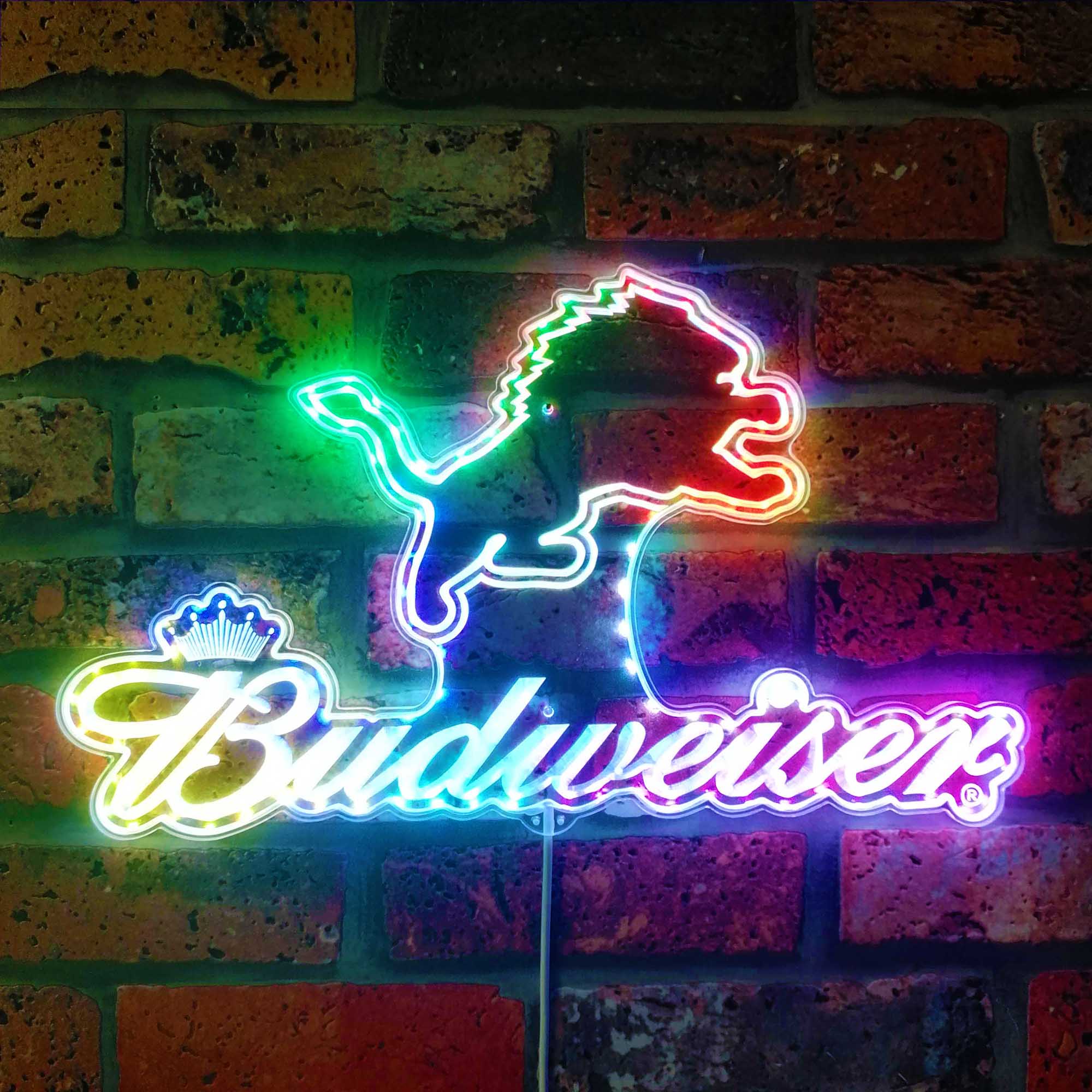 Detroit Lions Budweiser Dynamic RGB Edge Lit LED Sign