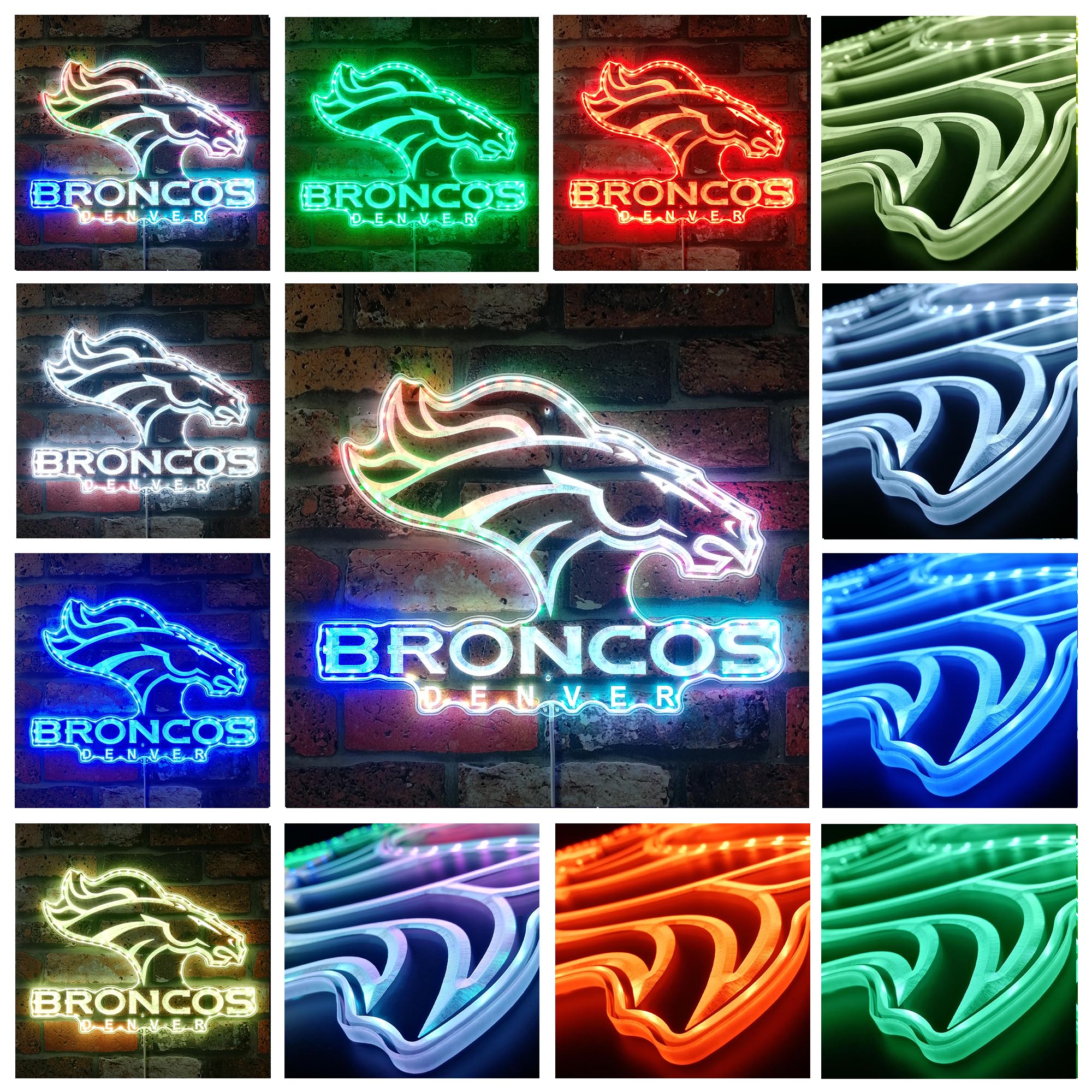 Denver Broncos Dynamic RGB Edge Lit LED Sign