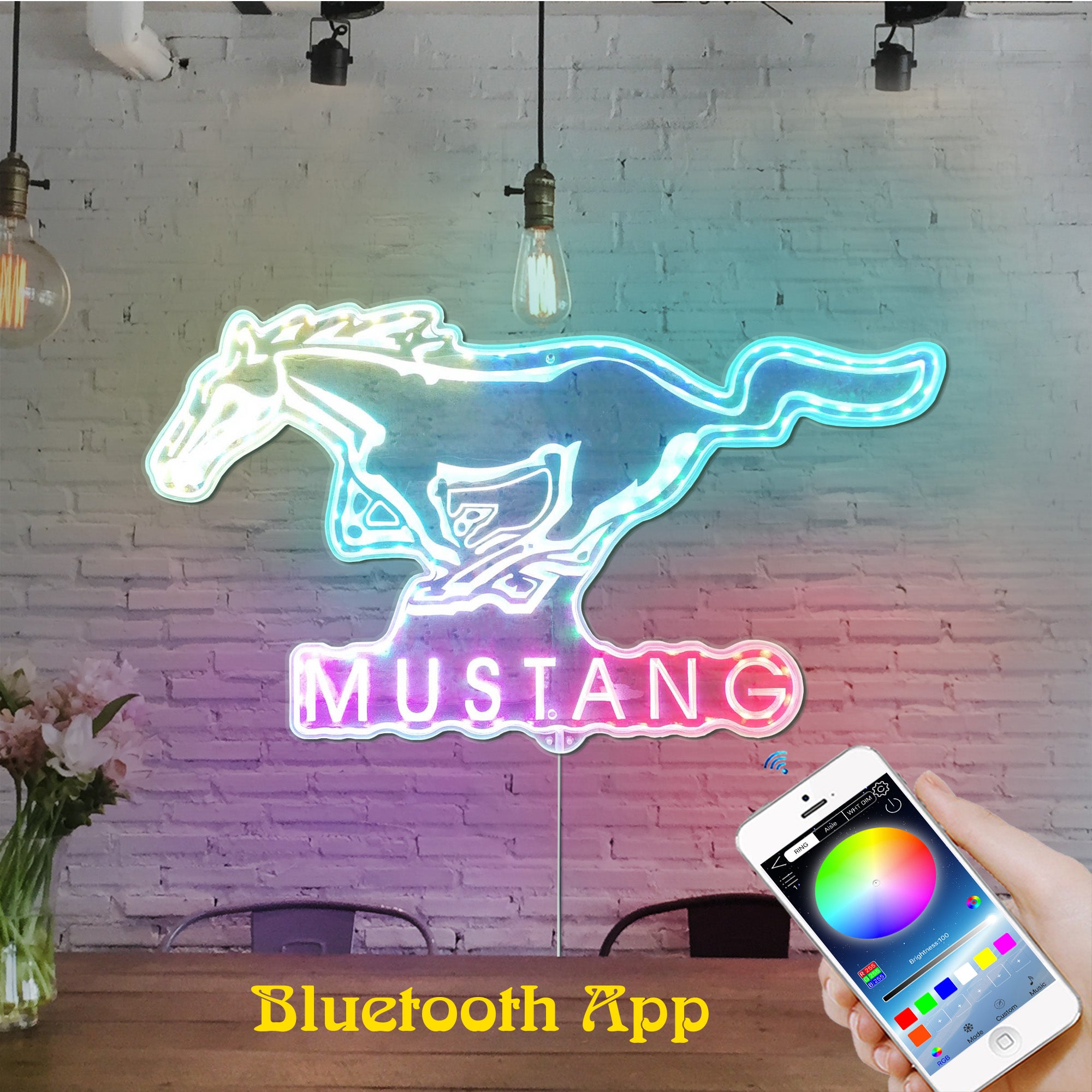 Mustang Dynamic RGB Edge Lit LED Sign
