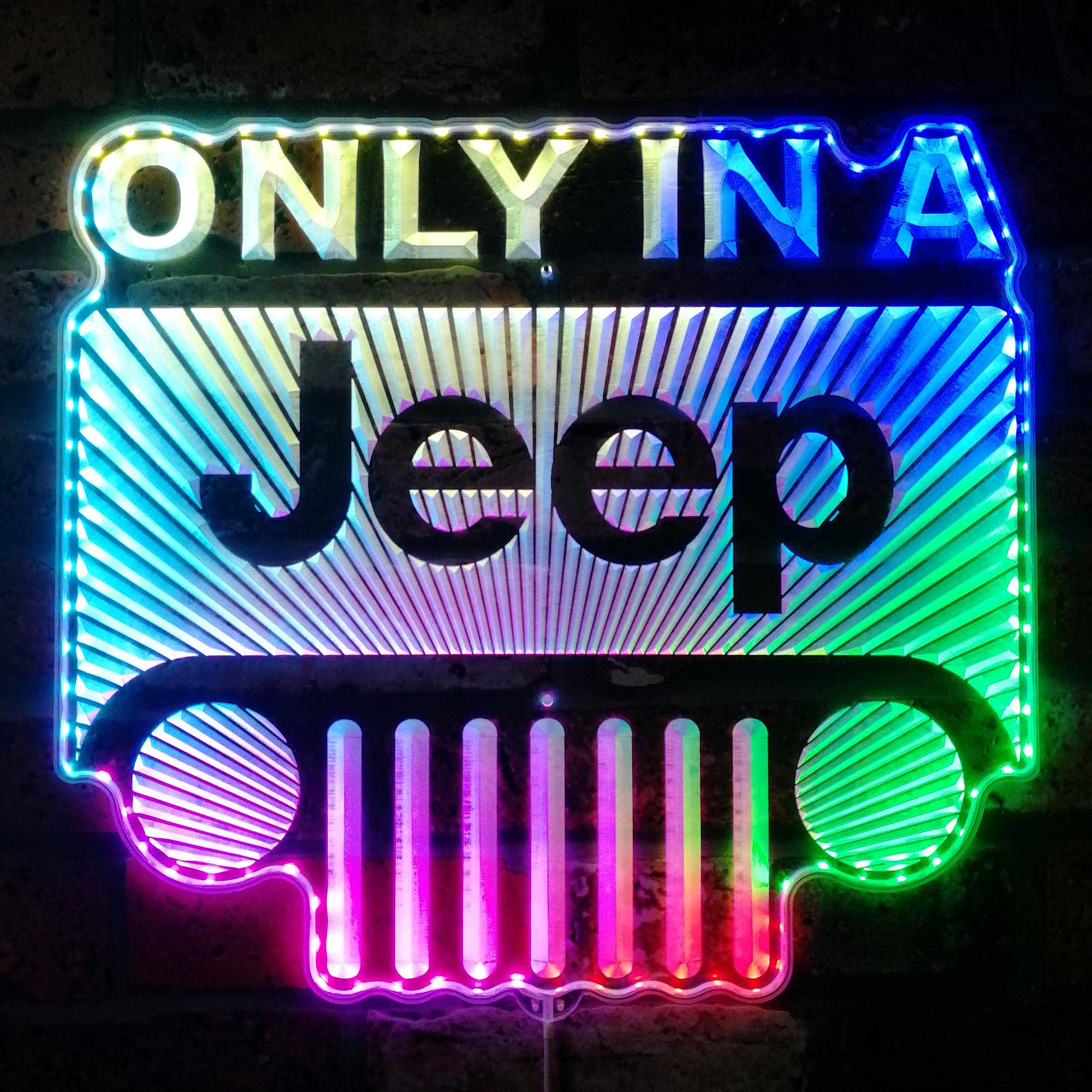 Only in a Jeep Dynamic RGB Edge Lit LED Sign