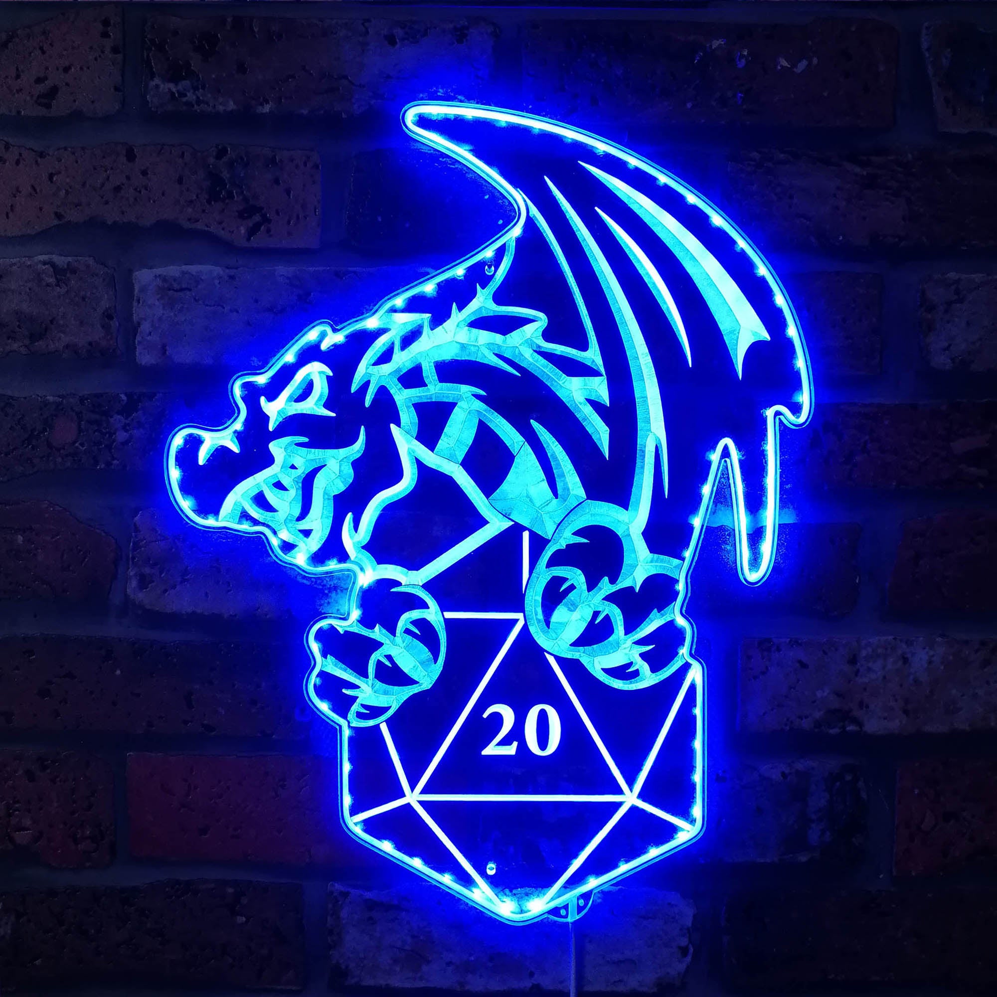 DnD Dice Dungeons & Dragons Dynamic RGB Edge Lit LED Sign