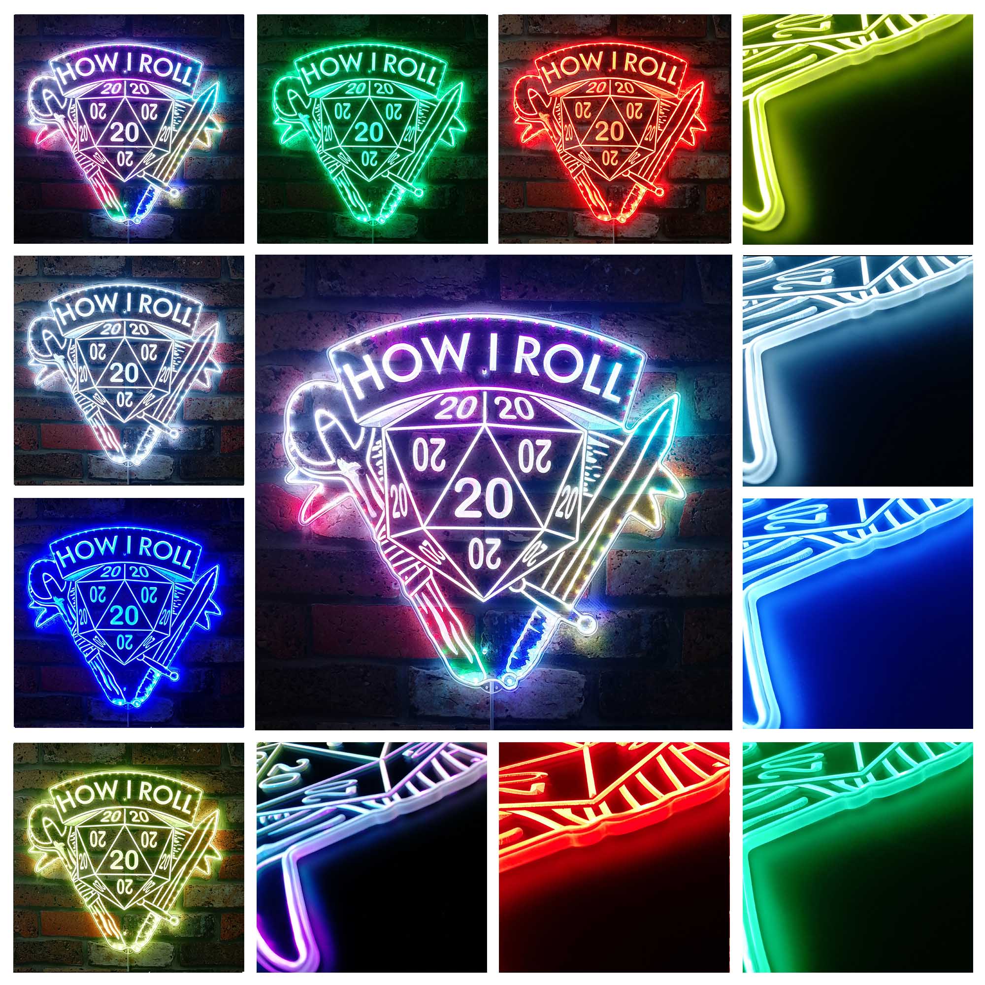 How I Roll Dungeons & Dragons Dynamic RGB Edge Lit LED Sign