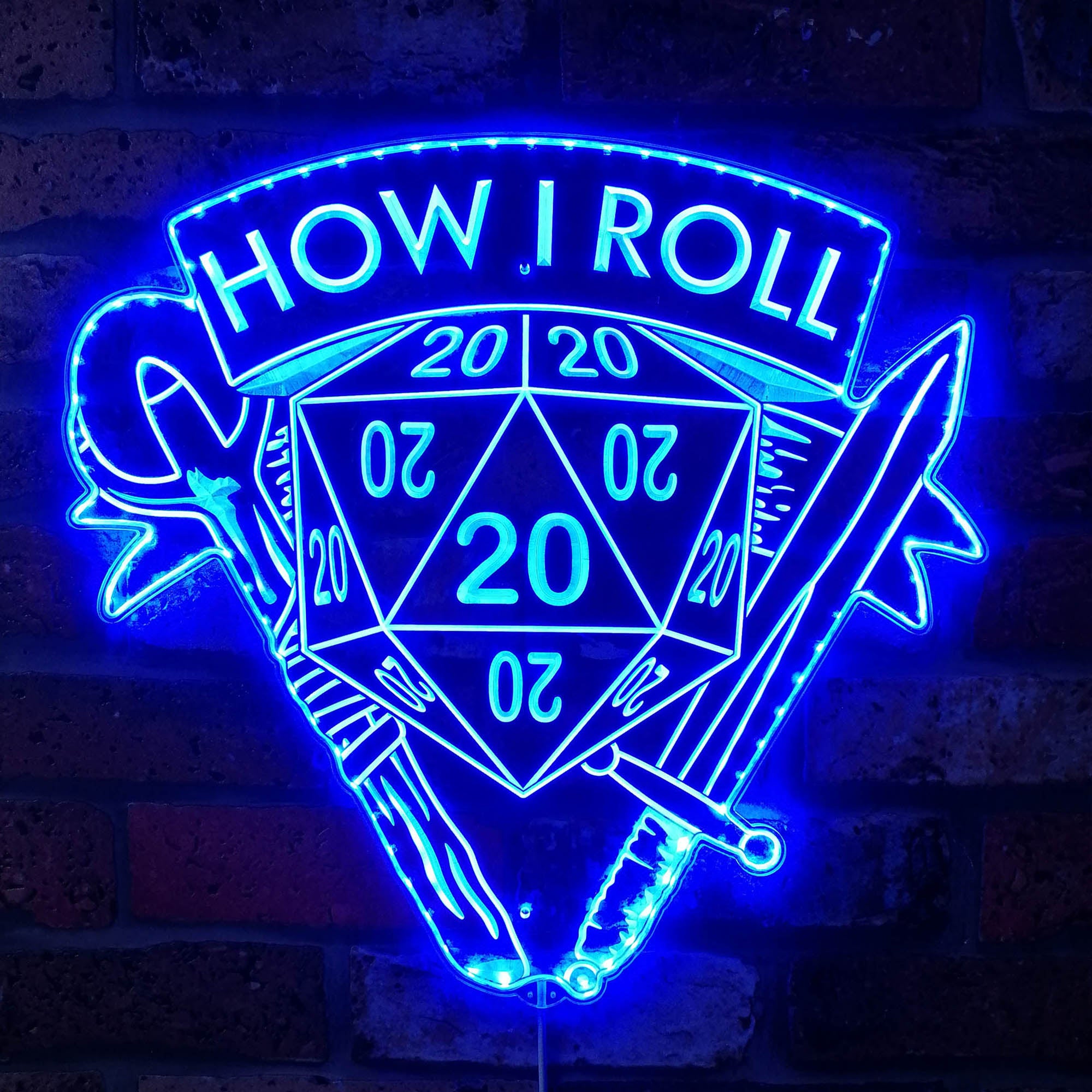 How I Roll Dungeons & Dragons Dynamic RGB Edge Lit LED Sign