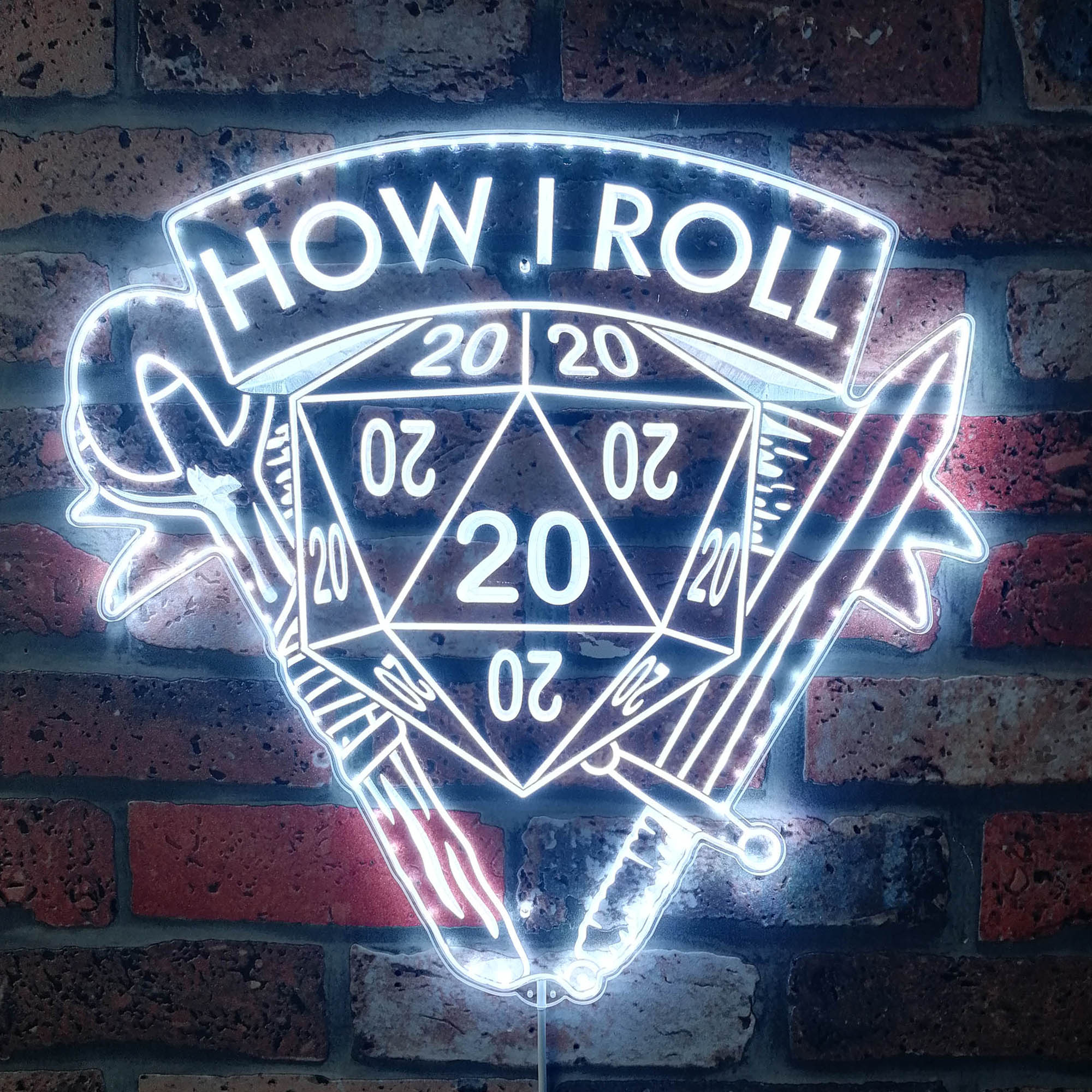 How I Roll Dungeons & Dragons Dynamic RGB Edge Lit LED Sign